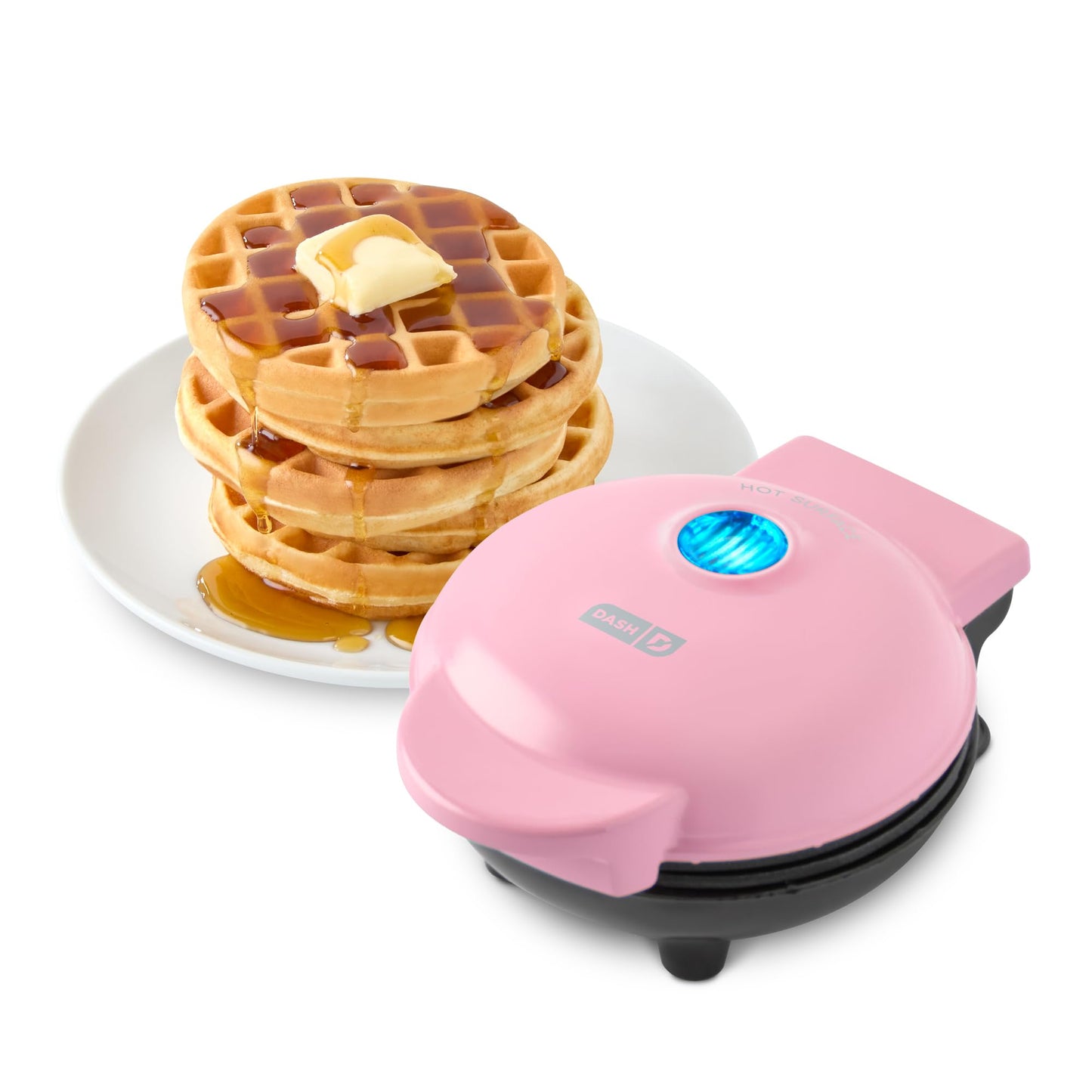 DASH Mini Maker for Individual Waffles, Hash Browns, Keto Chaffles with Easy to Clean, Non-Stick Surfaces, 4 Inch, White Pineapple