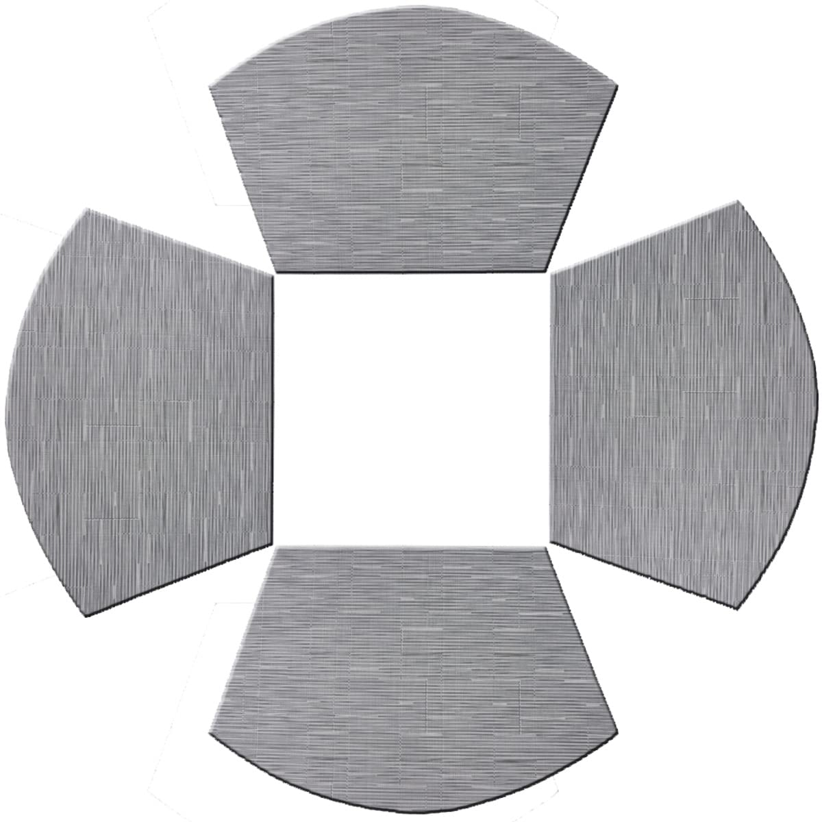 PIGCHCY Keilförmige Tischsets für den Esstisch, kreuzgewebt, waschbares Vinyl-Tischset, hitzebeständig, runde Tischsets, 4er-Set (Silbergrau)