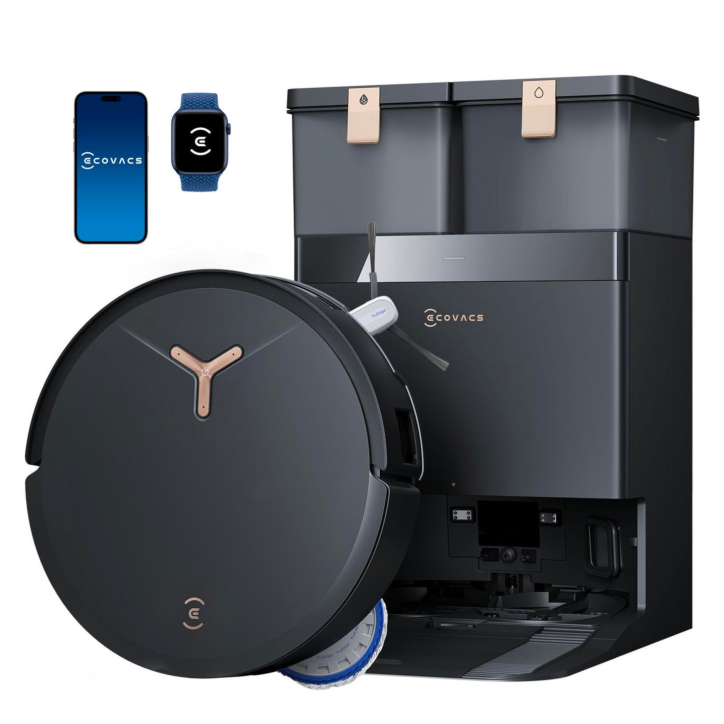 ECOVACS DEEBOT T50 MAX PRO Omni Robot Vacuum and Mop, 18,500Pa Suction, 18mm Auto-Lift, ZeroTangle &TruEdge 2.0, AIVI 3.0 Obstacle Avoidance, Auto Hot Water Mop Wash/Dry/Refill, Self-Emptying