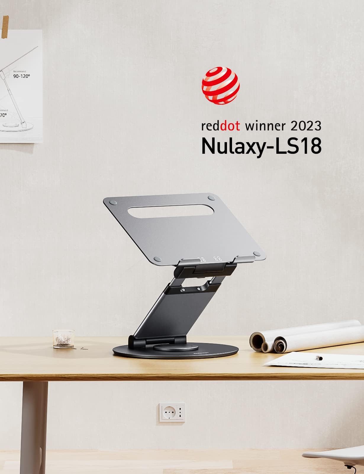 Nulaxy Telescopic 360 Rotating Laptop Stand for Desk Adjustable Height Swivel Pull Out Design Ergonomic Laptop Riser Fits All 10-17" Laptops Computer MacBook, Gray