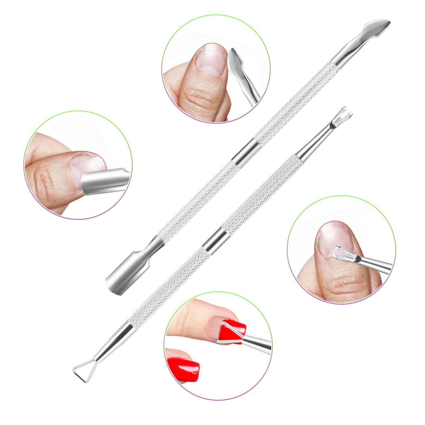 3-Piece Rainbow Cuticle Care Kit – Precision Trimmer, Dual-Head Pusher & Scraper | Surgical-Grade Stainless Steel