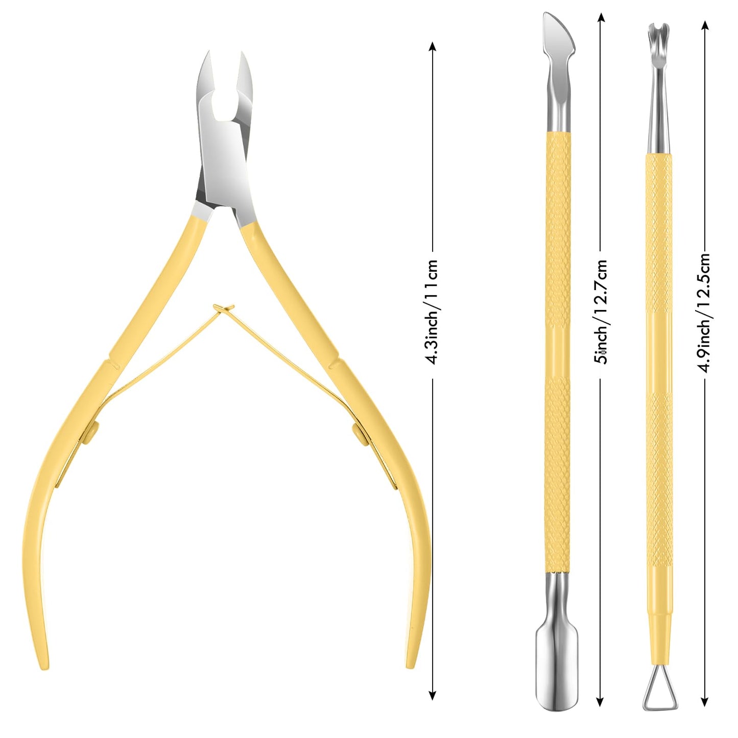 3-Piece Rainbow Cuticle Care Kit – Precision Trimmer, Dual-Head Pusher & Scraper | Surgical-Grade Stainless Steel