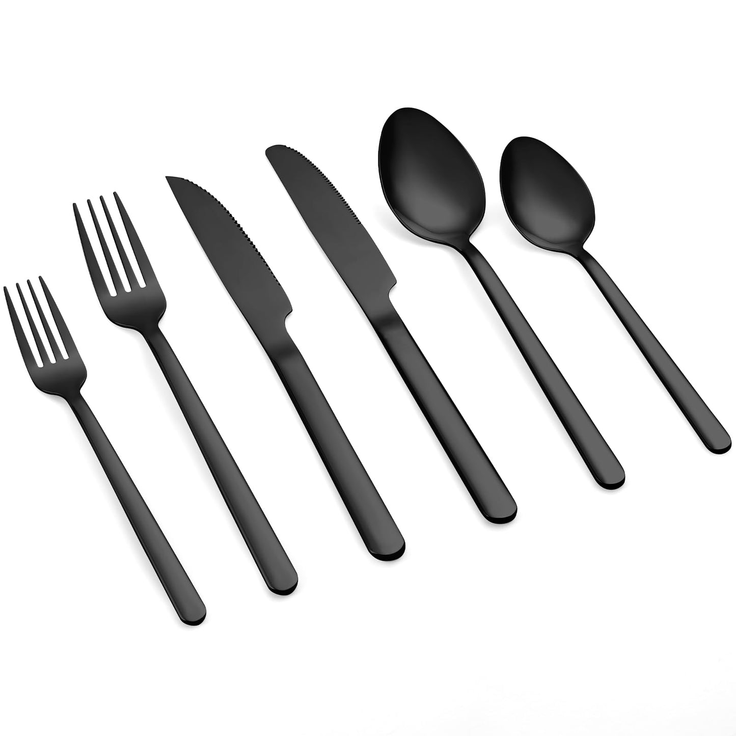 24 Pcs Gold Silverware Set with Steak Knives, Food-Grade Stainless Steel Flatware Cutlery Set for 4, Mirror Polished Tableware Eating Utensils Set for Kitchen, Knife Fork Spoon Set, Dishwasher Safe
