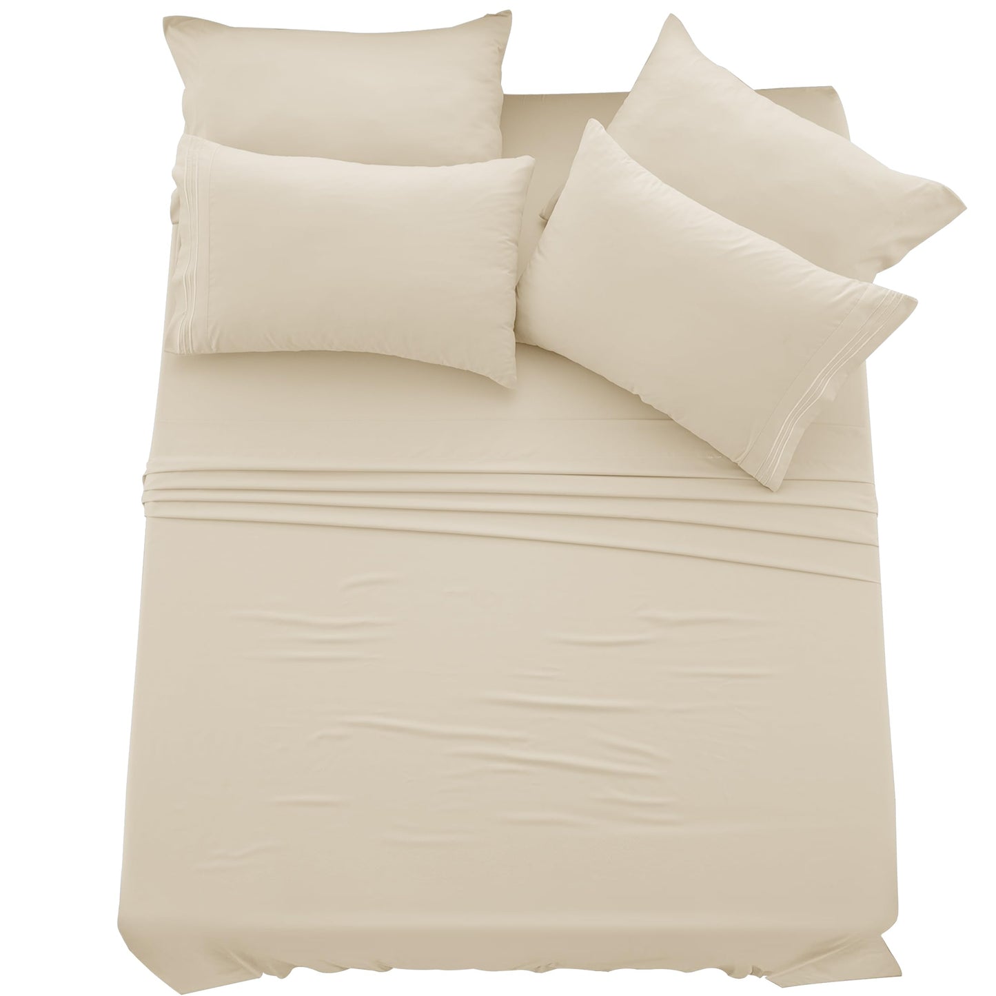 LUX Decor Paisley King-Bettlaken-Set, 6-teilig, weiche, knitterfreie Mikrofaser-Bettlaken – luxuriös bedruckte Bettlaken, inklusive Bettlaken, Spannbettlaken mit tiefen Taschen und 4 Kissenbezügen – Taupe