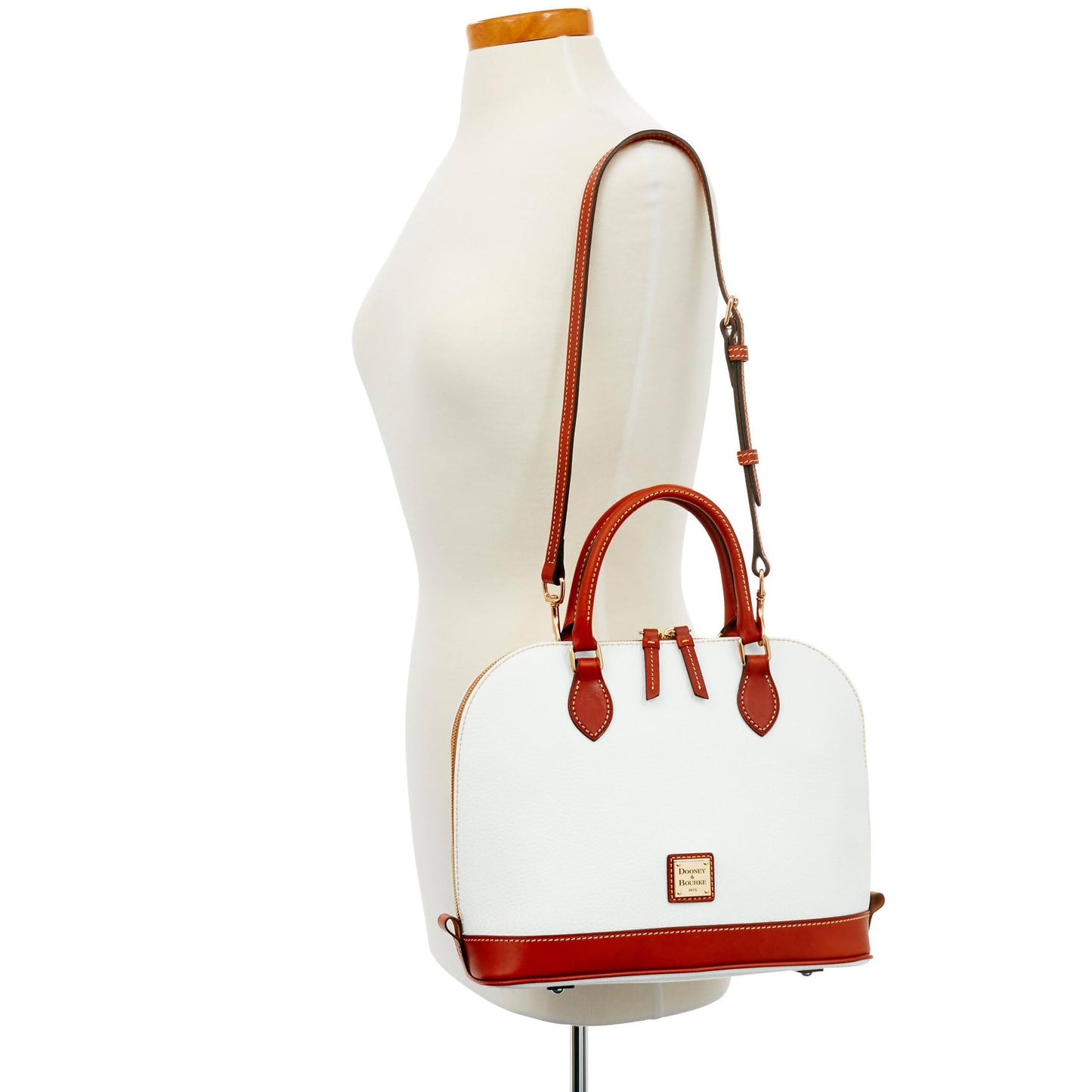 Dooney & Bourke Women's Zip Zip Satchel in Pebble Grain Leather, Large Handbag with Adjustable & Detachable Shoulder Strap