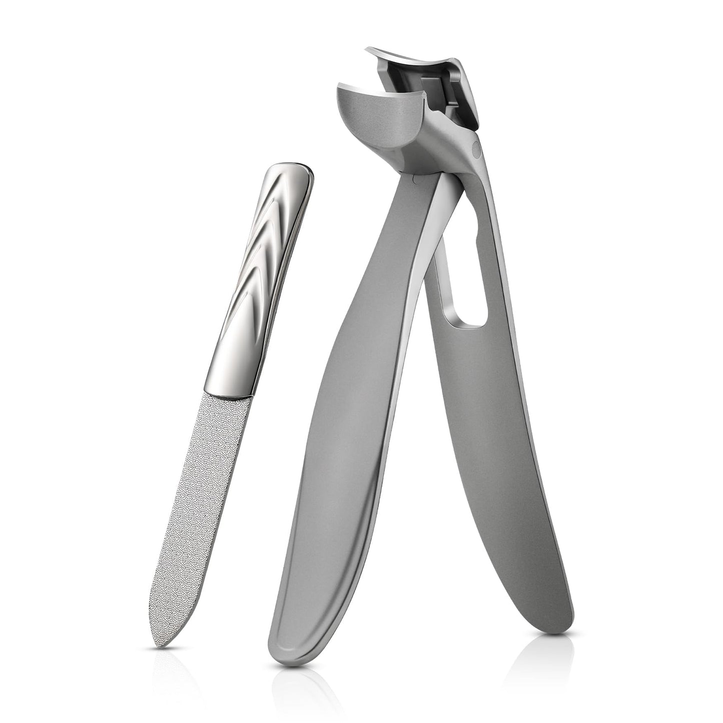 BEZOX Angled Head Toe Nail Clippers for Seniors for Thick Nails - Ergonomic Toenails Clipper for Thick Toenails, Premium Finger Nails Clipper for Adult with Catcher - Black
