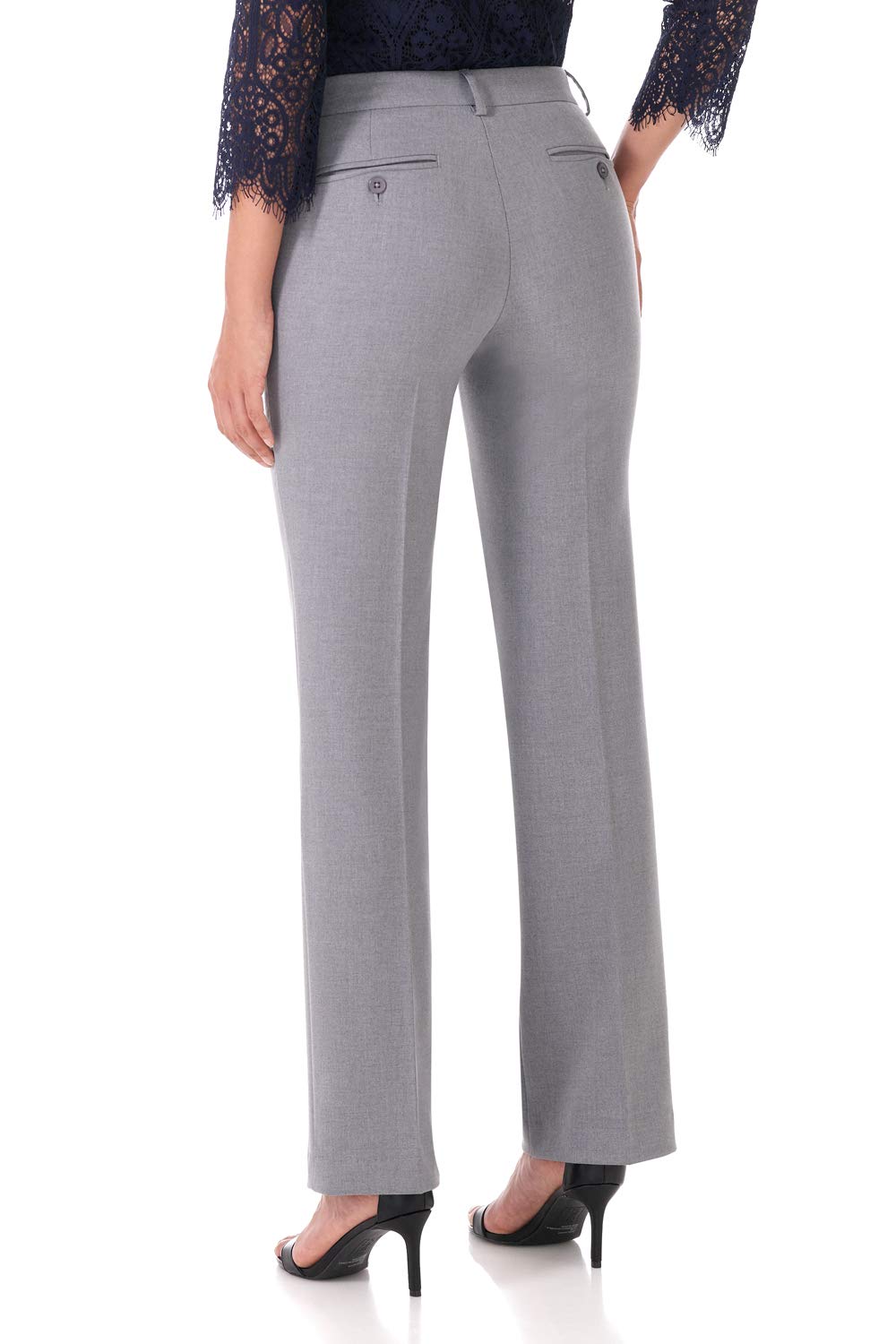 Rekucci Smart Stretch-Hose für Damen vom Schreibtisch bis zum Abendessen mit geradem Bein und Reißverschluss