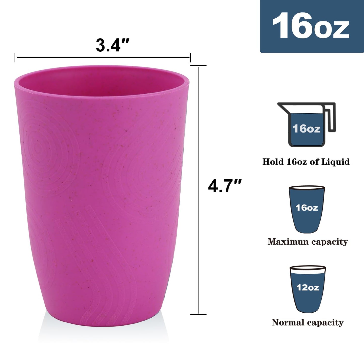 Homienly Becher mit Weizenstrohhalm, Plastikbecher, unzerbrechliche Trinkbecher, wiederverwendbare, spülmaschinenfeste Wassergläser, stapelbare Plastik-Wasserbecher in mehreren Farben (20 OZ, 8 Stück)