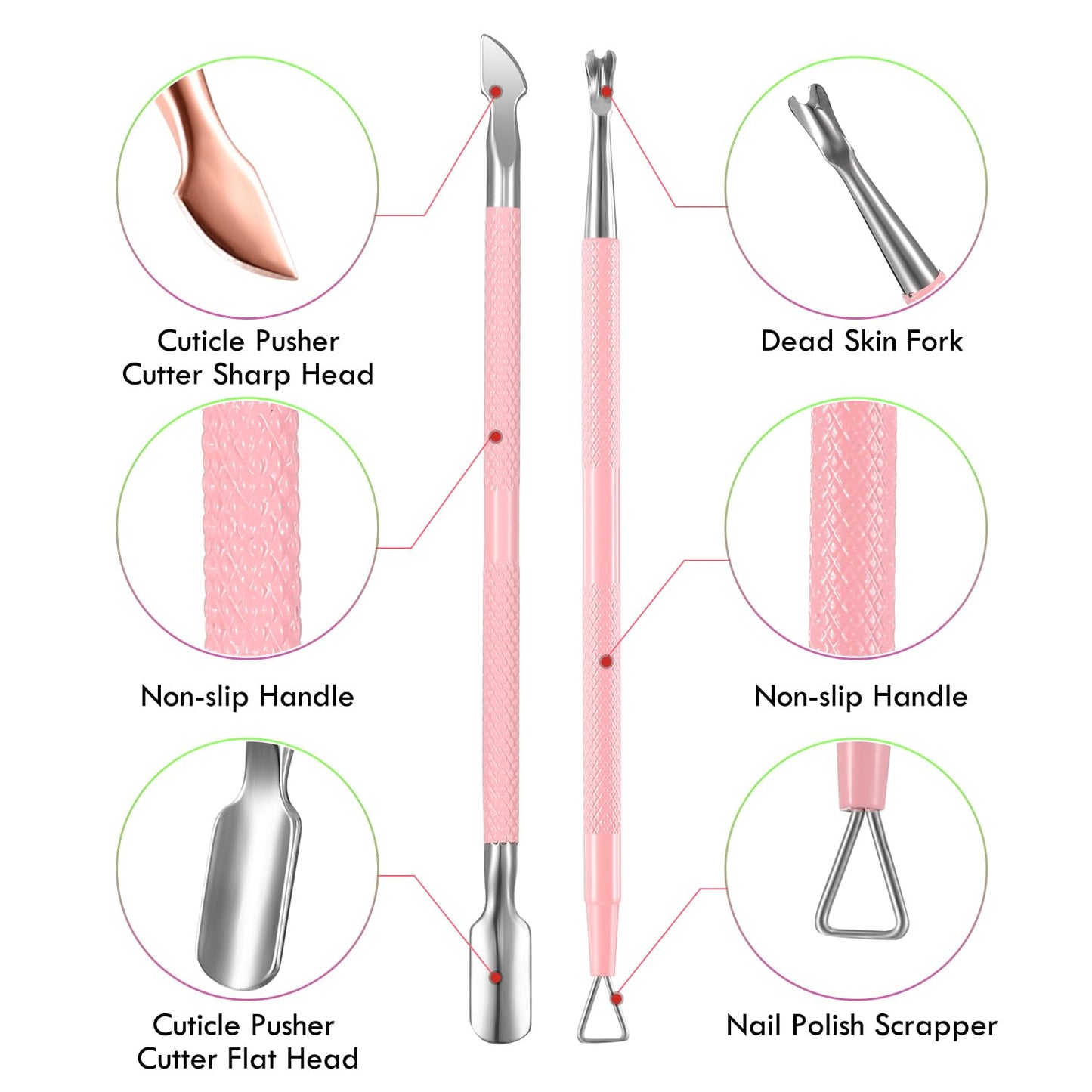 3-Piece Rainbow Cuticle Care Kit – Precision Trimmer, Dual-Head Pusher & Scraper | Surgical-Grade Stainless Steel