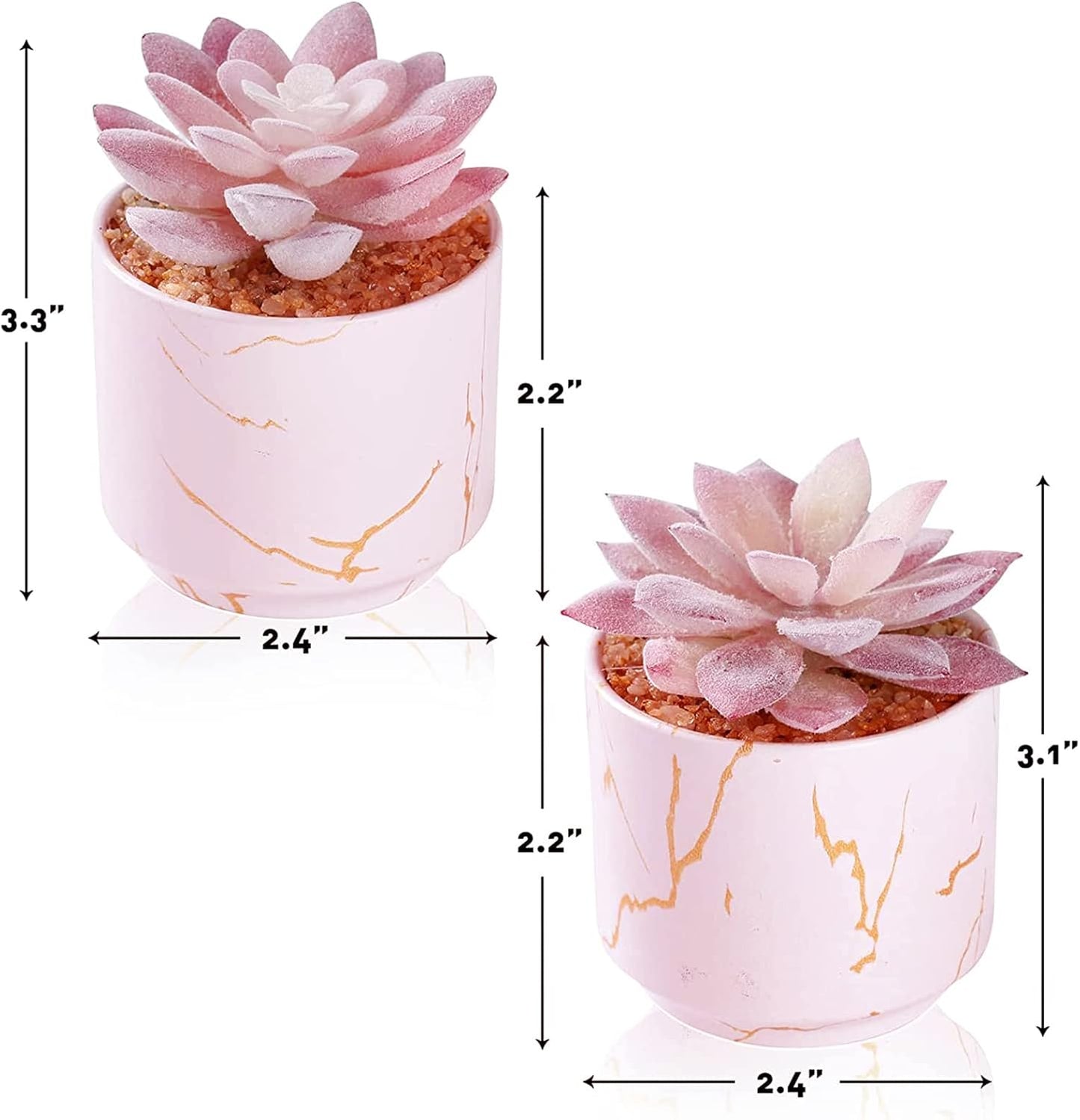 Artificial Plants and Succulents in 2 White Ceramic Pots,Small Fake Plants for Office and Desk Decor,Bathroom, Bedroom,Shelves for Women