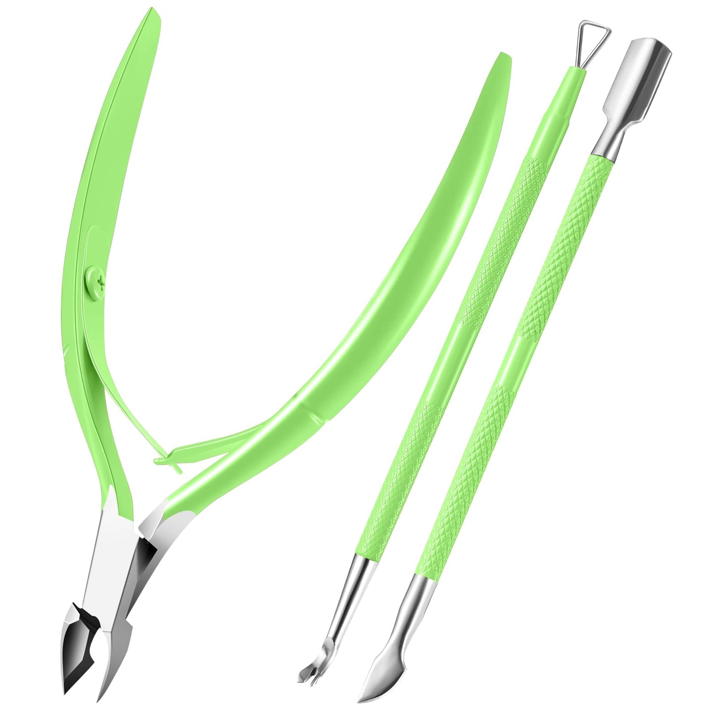 3-Piece Rainbow Cuticle Care Kit – Precision Trimmer, Dual-Head Pusher & Scraper | Surgical-Grade Stainless Steel