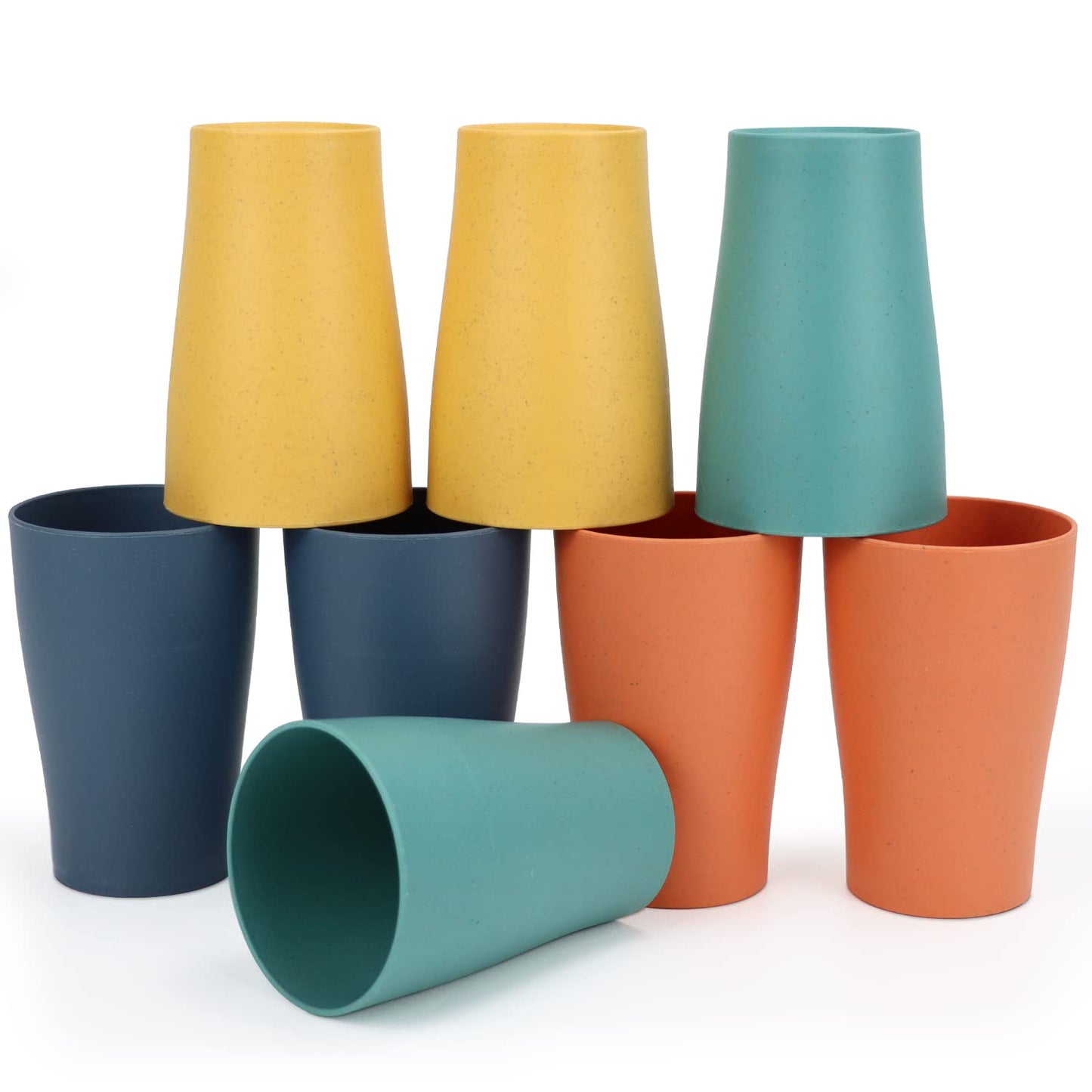 Homienly Becher mit Weizenstrohhalm, Plastikbecher, unzerbrechliche Trinkbecher, wiederverwendbare, spülmaschinenfeste Wassergläser, stapelbare Plastik-Wasserbecher in mehreren Farben (20 OZ, 8 Stück)