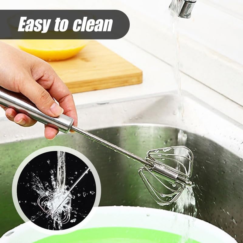 Halbautomatischer Schneebesen aus Edelstahl, Schneebesen, Hand-Push-Schneebesen, Mixer, Hand-Push-Mixer, Rührwerkzeug zum Kochen in der Küche zu Hause, Eiermilch (10 Zoll)