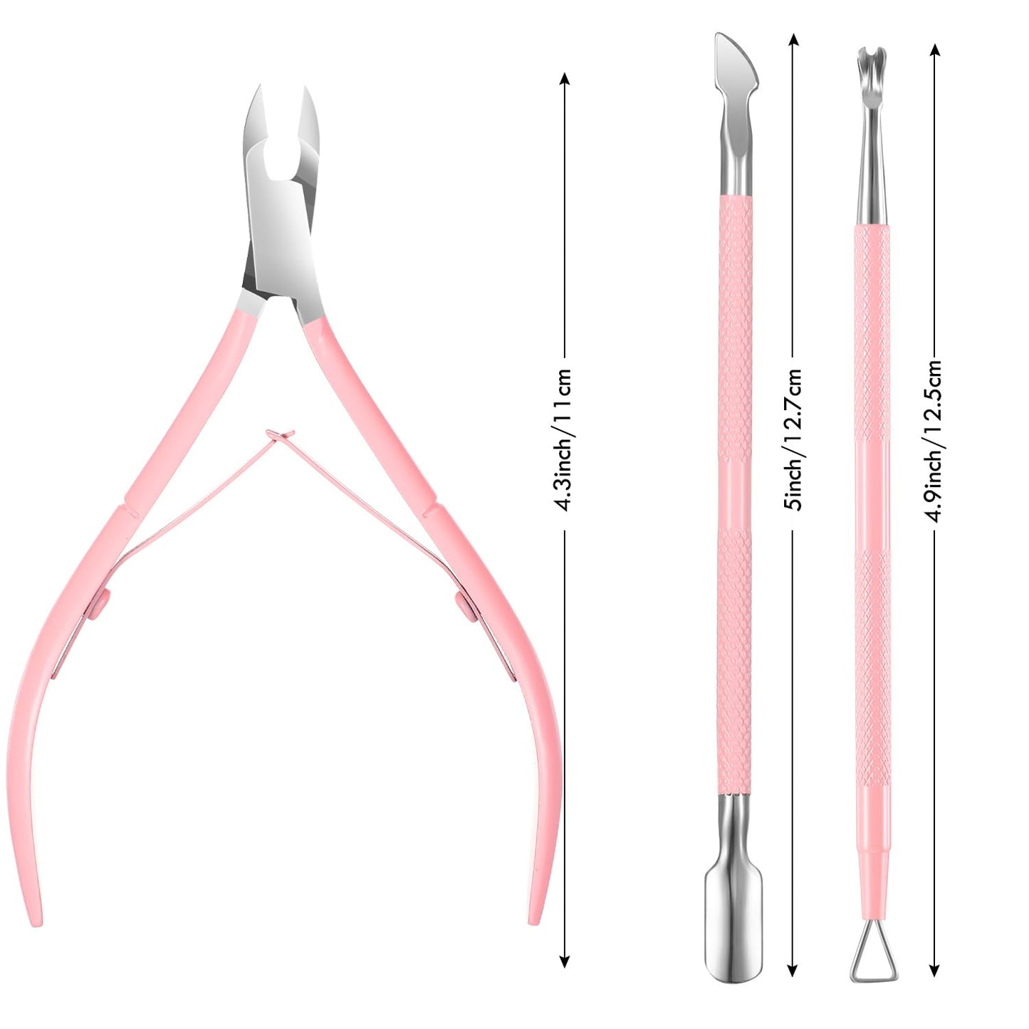 3-Piece Rainbow Cuticle Care Kit – Precision Trimmer, Dual-Head Pusher & Scraper | Surgical-Grade Stainless Steel