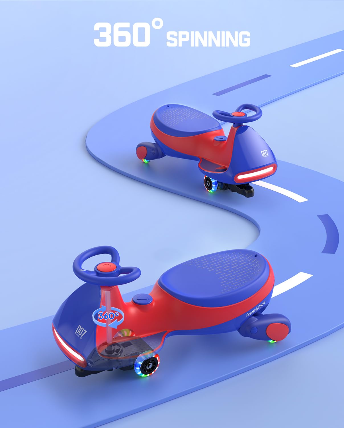12V N7 Pro Electric Wiggle Car – Pedal-Powered Fun for Kids, Lights & Bluetooth Ride-On (by Fanttik)