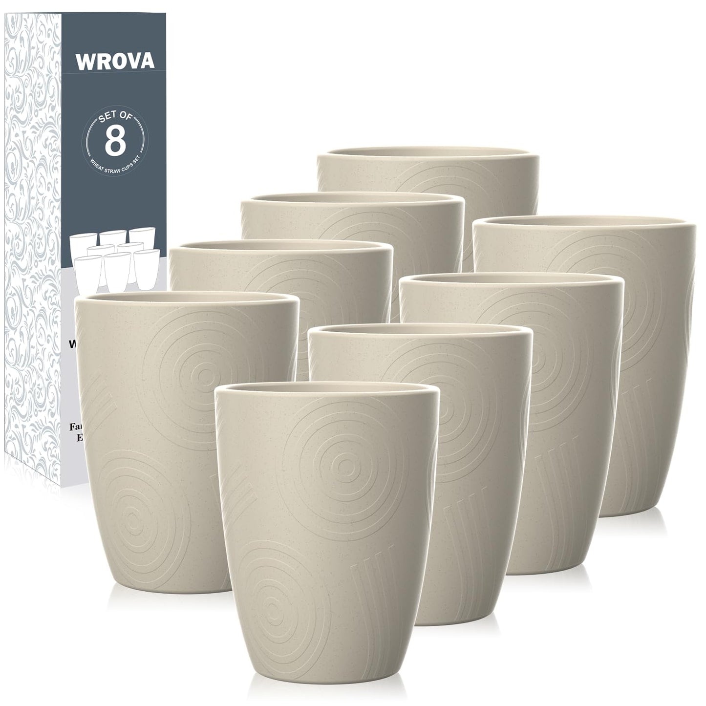 Wheat Straw Cups 8 PCS Good Alternative to Plastic Reusable Cups 20 oz Unbreakable Drinking Cup Reusable Dishwasher Safe Water Plastic Glasses Colorful Series