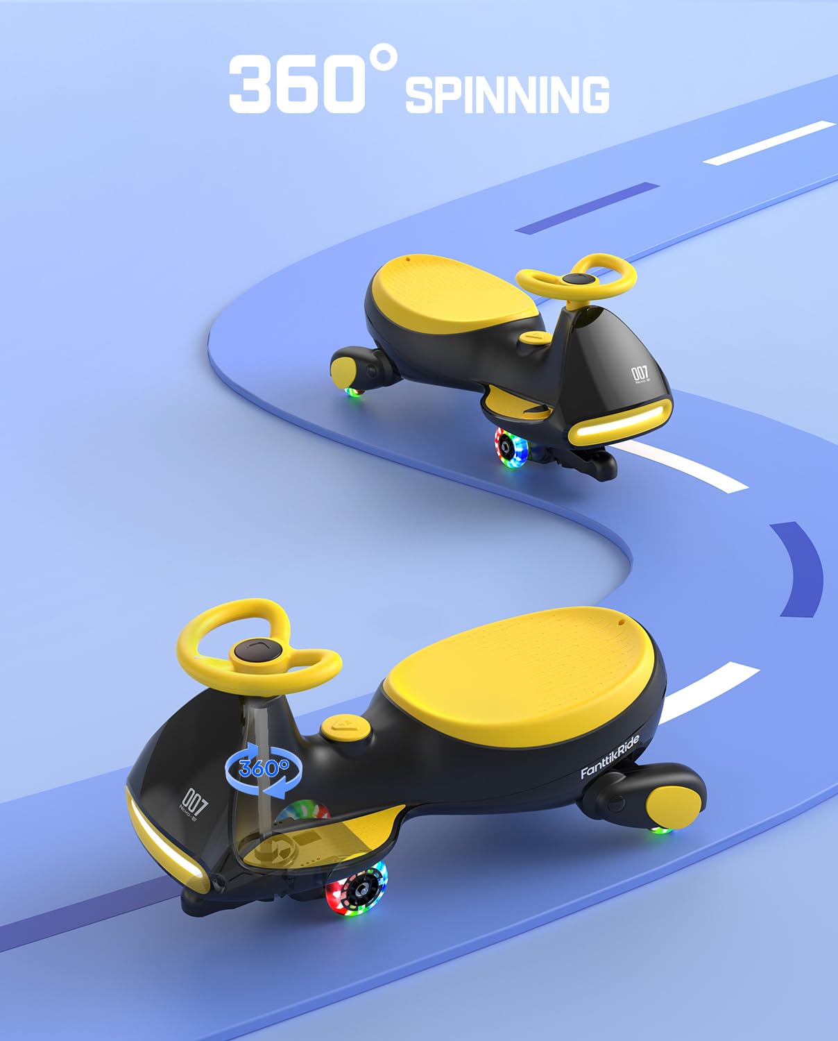 12V N7 Pro Electric Wiggle Car – Pedal-Powered Fun for Kids, Lights & Bluetooth Ride-On (by Fanttik)