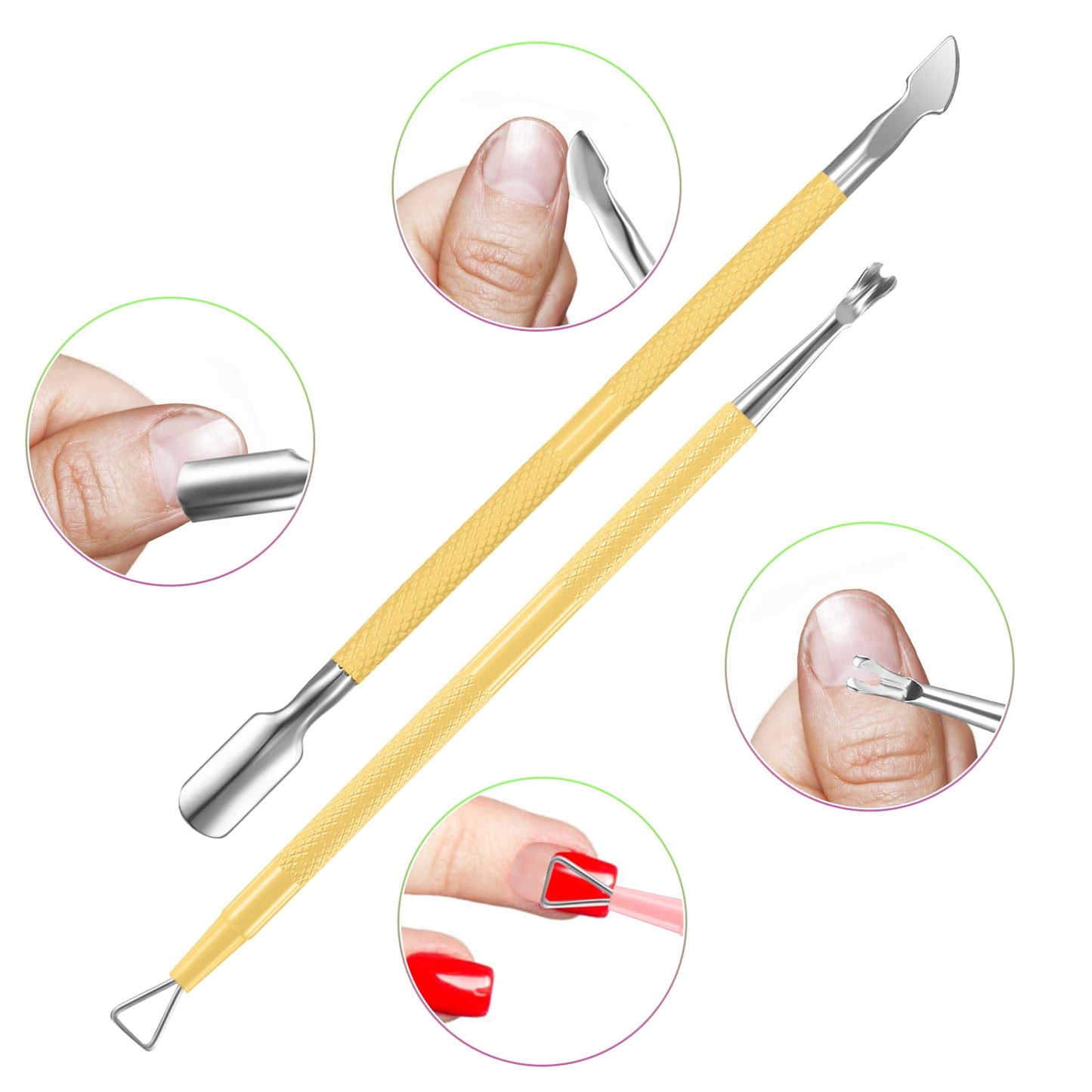3-Piece Rainbow Cuticle Care Kit – Precision Trimmer, Dual-Head Pusher & Scraper | Surgical-Grade Stainless Steel