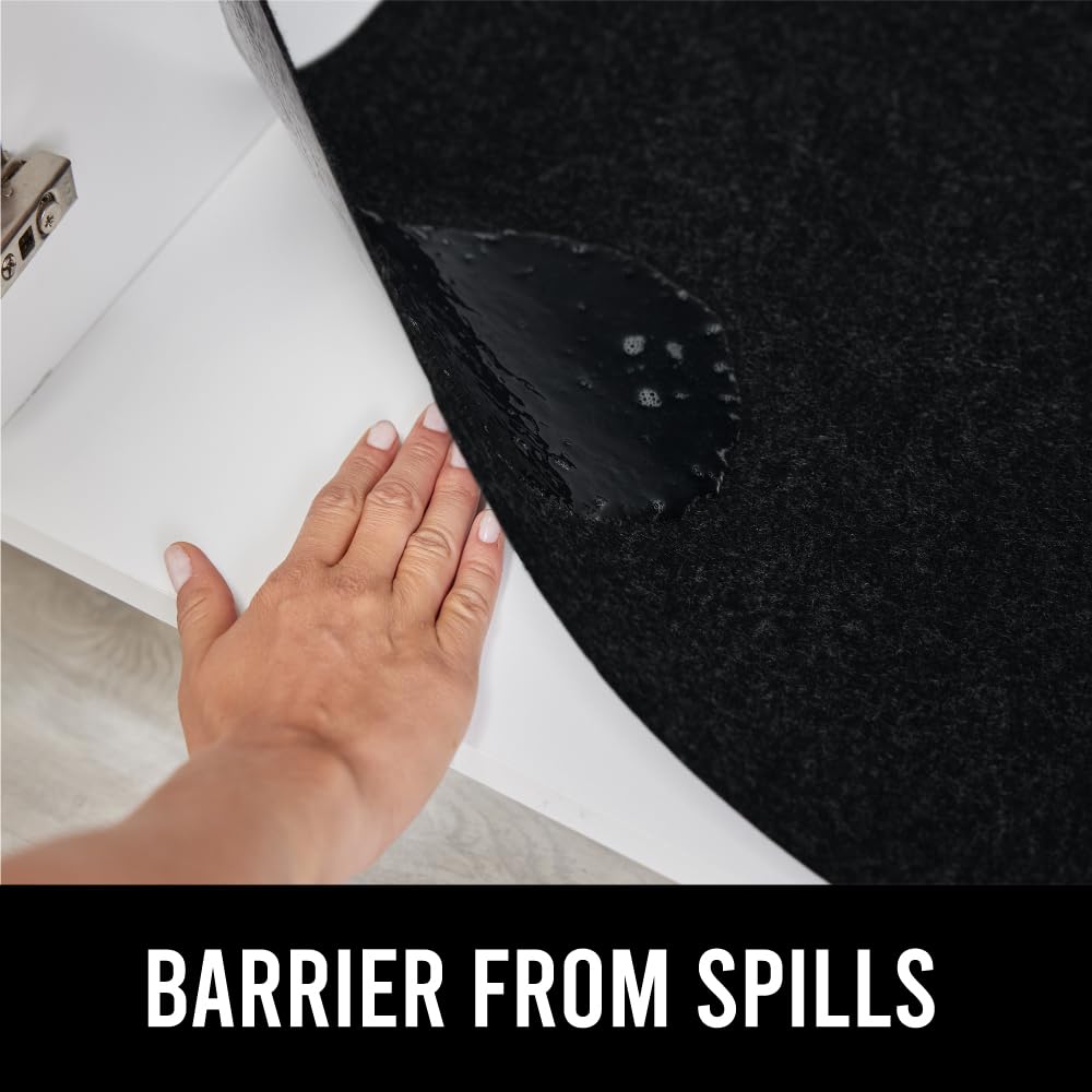 Gorilla Grip LeakGuard, nicht klebende Unterspülmatte für Küchenschränke, 24 x 40, wasserdichte, schnell trocknende Regaleinlage, langlebige, saugfähige Filzmatten für Badezimmerwaschbecken, Schränke, Kommoden, Damast, Taupe-Creme