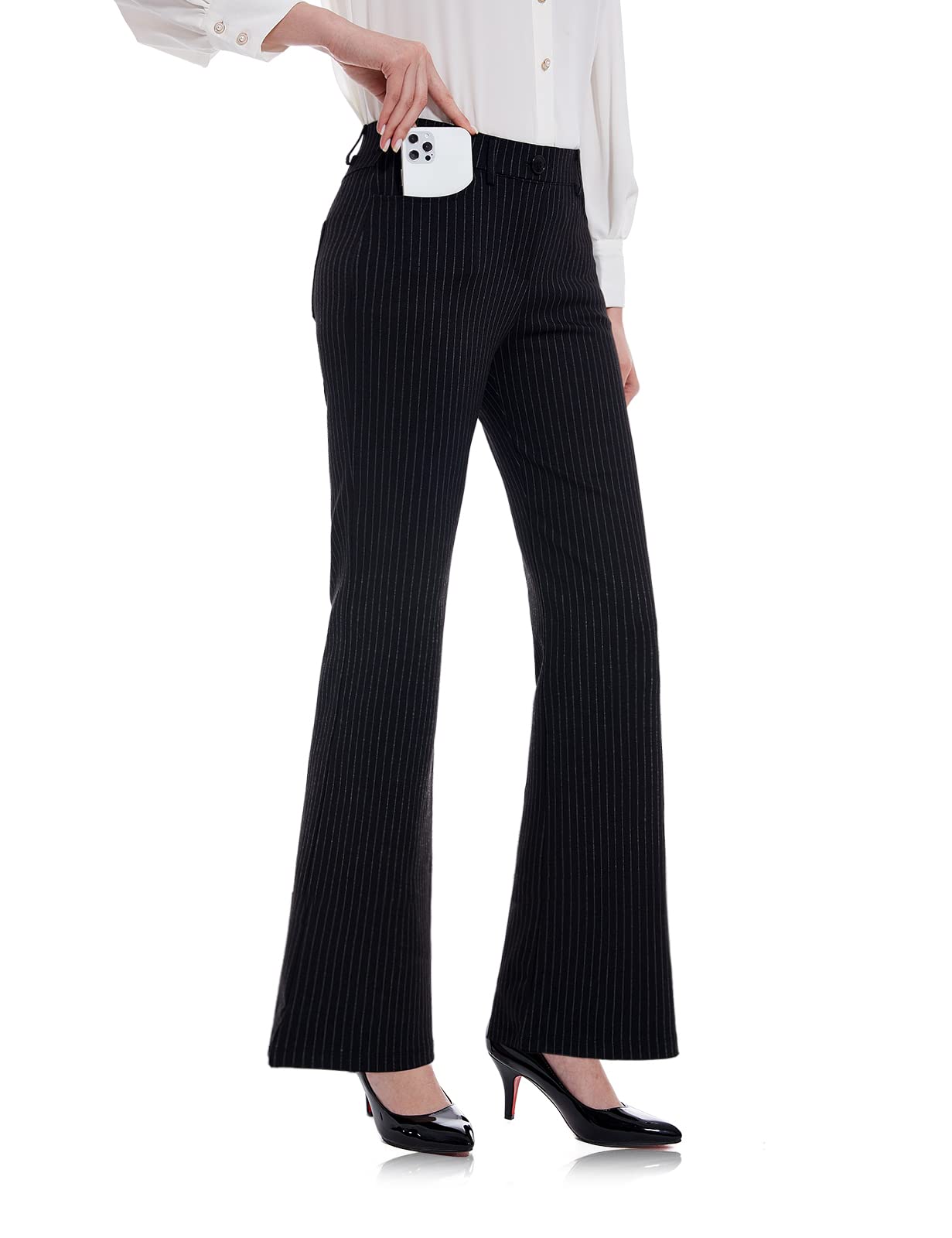 Pantalon extensible pour femme Tapata 28''/30''/32''/34'' avec poches, taille haute, petite, taille standard pour le travail au bureau