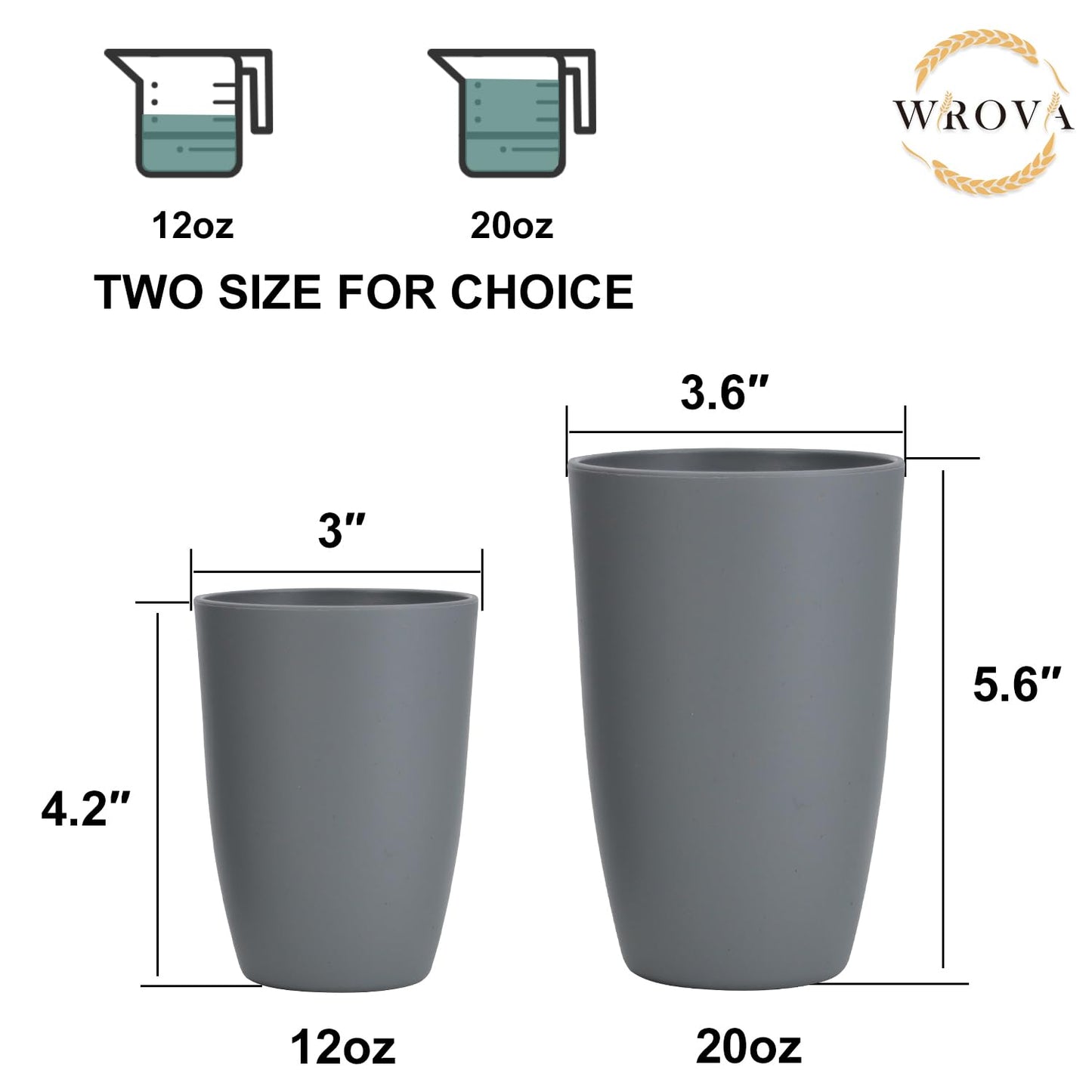 Wheat Straw Cups 8 PCS Good Alternative to Plastic Reusable Cups 20 oz Unbreakable Drinking Cup Reusable Dishwasher Safe Water Plastic Glasses Colorful Series