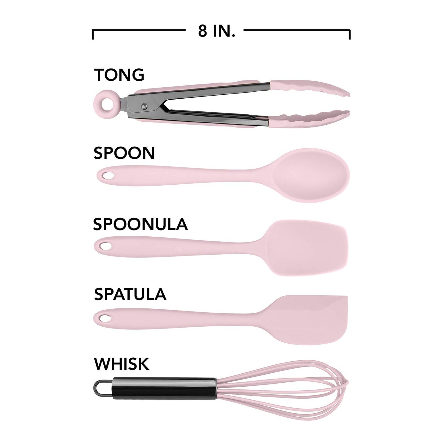 Country Kitchen Silicone Cooking Utensils - Easy to Clean Kitchen Tools, Spatula Set for Nonstick Cookware, Mini, White