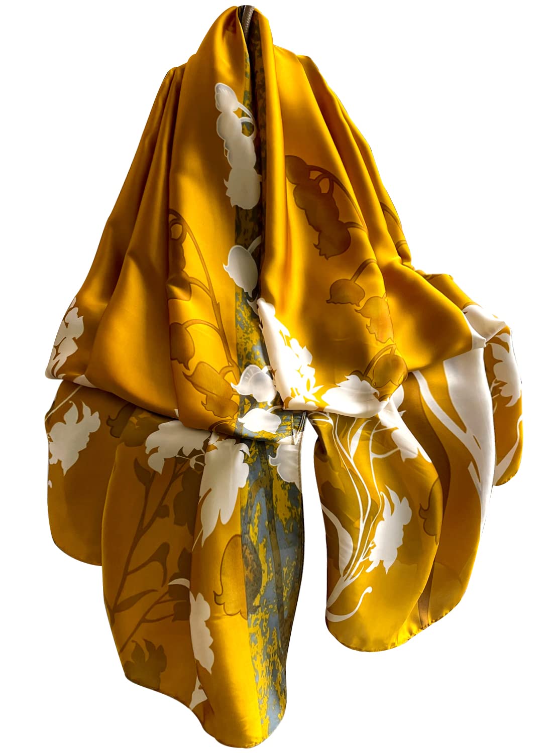 NUWEERIR Damen-Schal, 100 % großer Maulbeerseide, langer Satin-Schal, modischer Designer-Schal, leichte Wickel