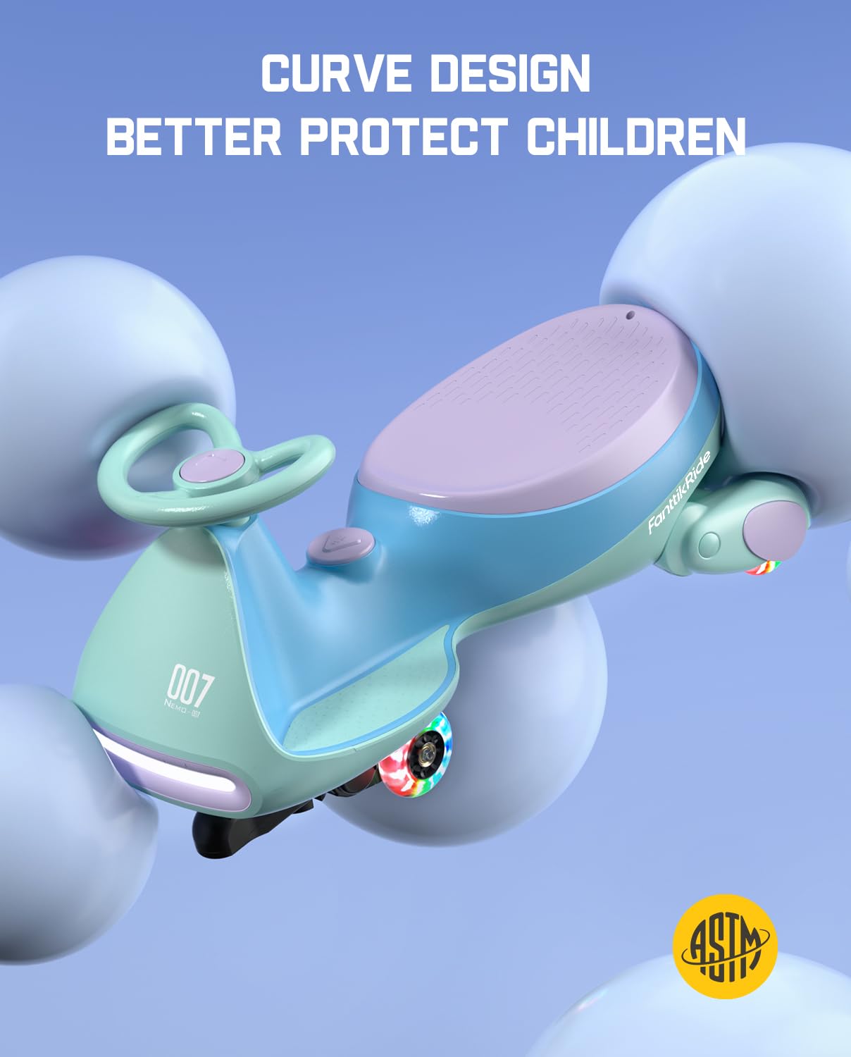 12V N7 Pro Electric Wiggle Car – Pedal-Powered Fun for Kids, Lights & Bluetooth Ride-On (by Fanttik)