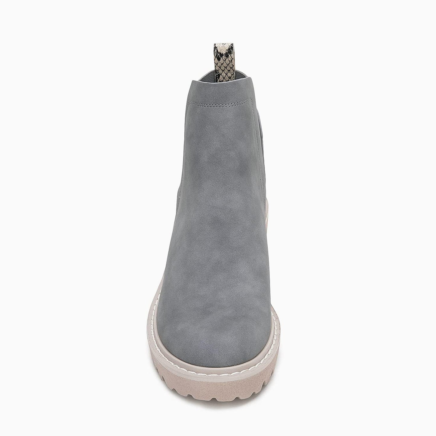 Trish Lucia Damen Chelsea-Stiefel mit Plateausohle, knöchelhoch, klobiger Blockabsatz, rutschfest, Wildleder, modische Schlupfstiefeletten
