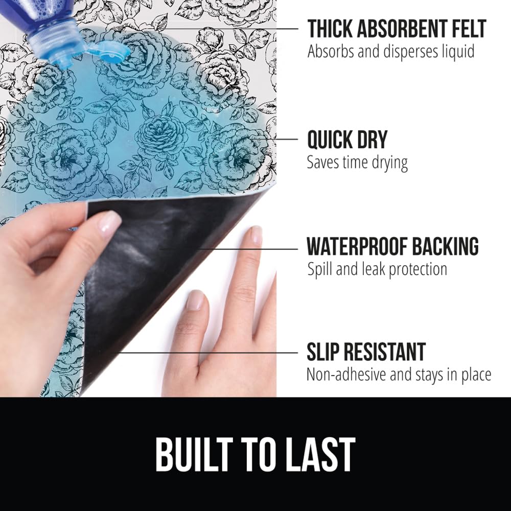 Gorilla Grip LeakGuard, nicht klebende Unterspülmatte für Küchenschränke, 24 x 40, wasserdichte, schnell trocknende Regaleinlage, langlebige, saugfähige Filzmatten für Badezimmerwaschbecken, Schränke, Kommoden, Damast, Taupe-Creme