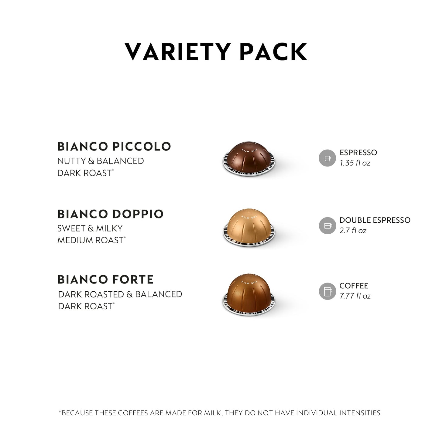 Nespresso-Kapseln Vertuo, Intenso, dunkel gerösteter Kaffee, Kaffeepads à 30 Stück, ergibt 225 ml.