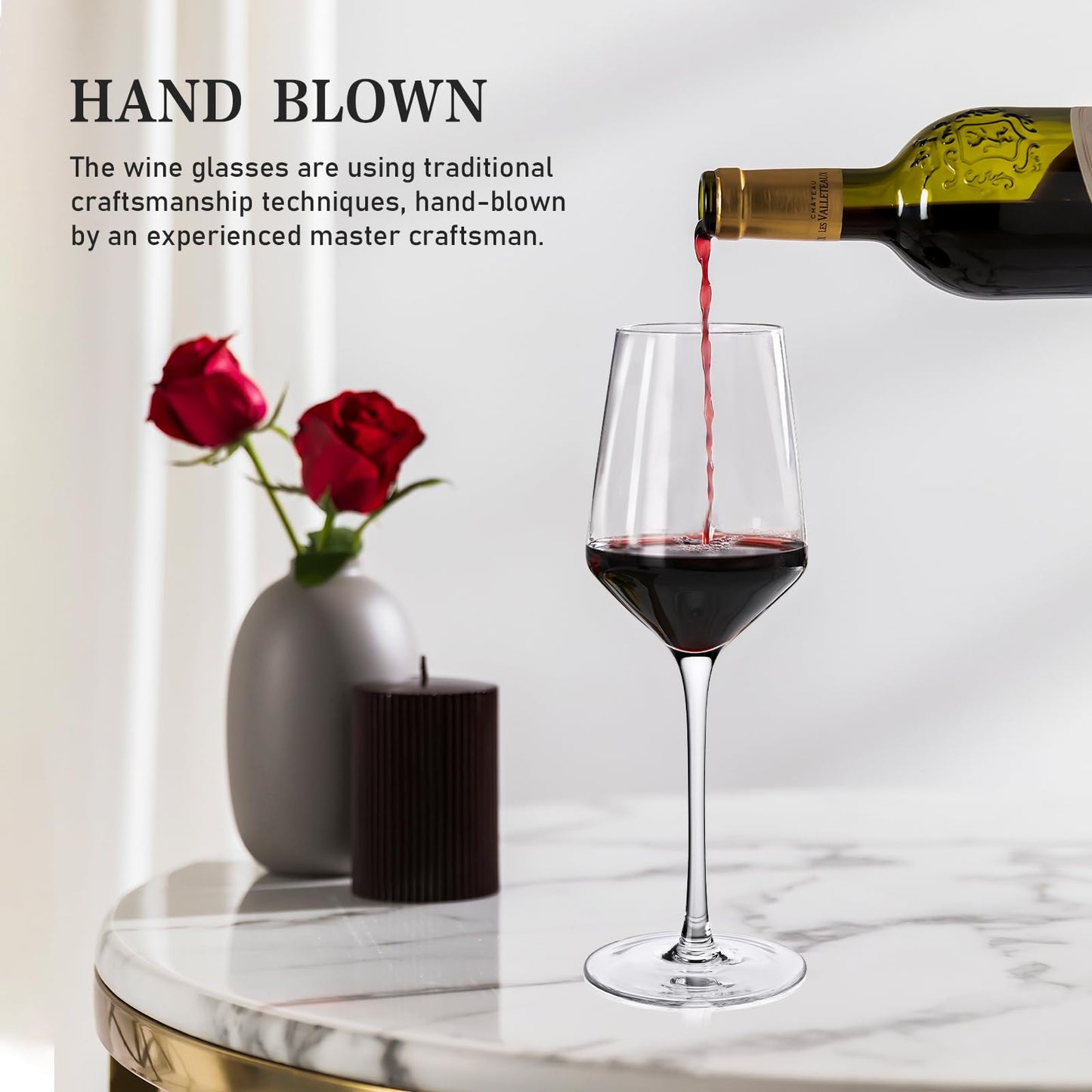 CUKBLESS Red Wine Glasses Set of 6, 20 oz Iridescent Hand Blown Long Stem Red or White Wine Glasses, for Birthday, Wedding
