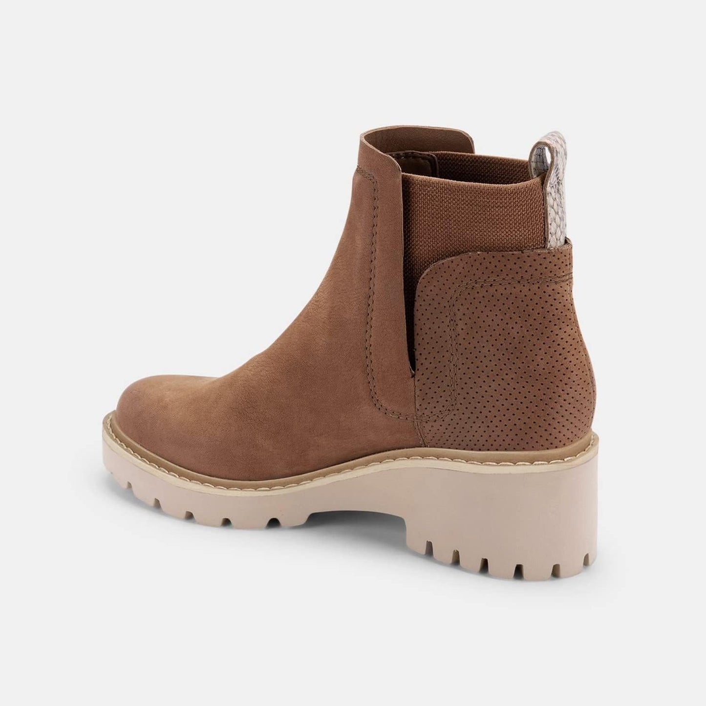 Trish Lucia Damen Chelsea-Stiefel mit Plateausohle, knöchelhoch, klobiger Blockabsatz, rutschfest, Wildleder, modische Schlupfstiefeletten