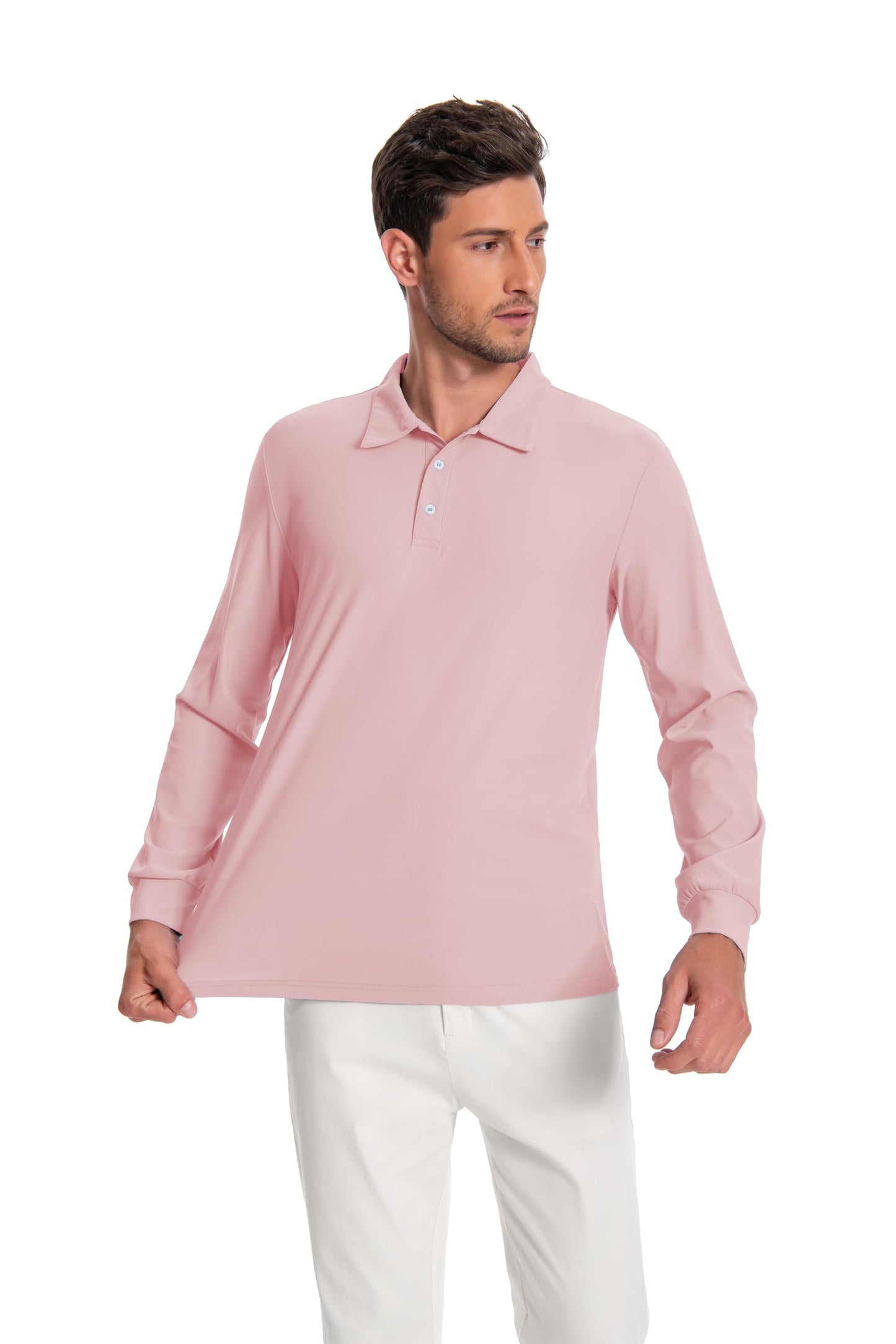 Men’s Polo Shirt Long Sleeve Golf Collared Shirts Quicky Dry Moisture Wicking Performance Lightweight Soft Polo