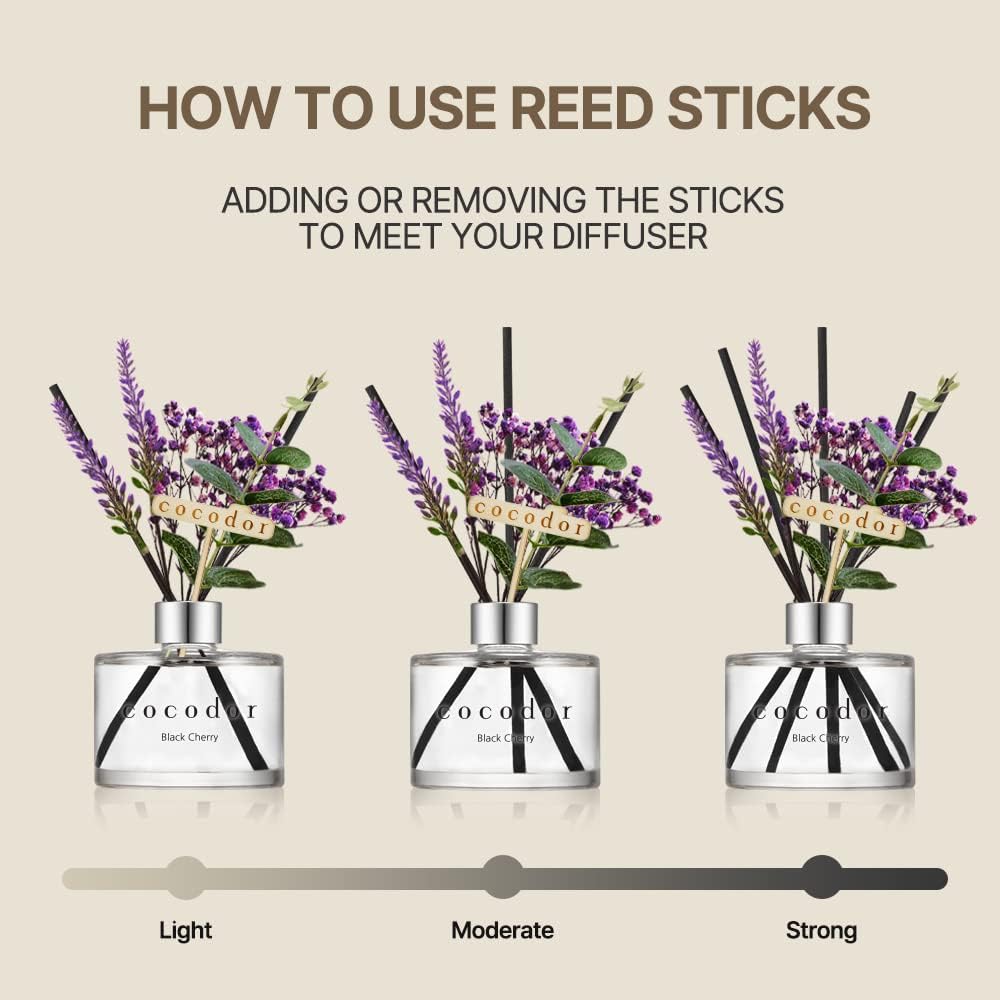 COCODOR Flower Reed Diffuser Set / 6.7oz / White Jasmine/Scent Diffuser with Sticks Home Fragrance Reed Diffuser for Bathroom Shelf Decor