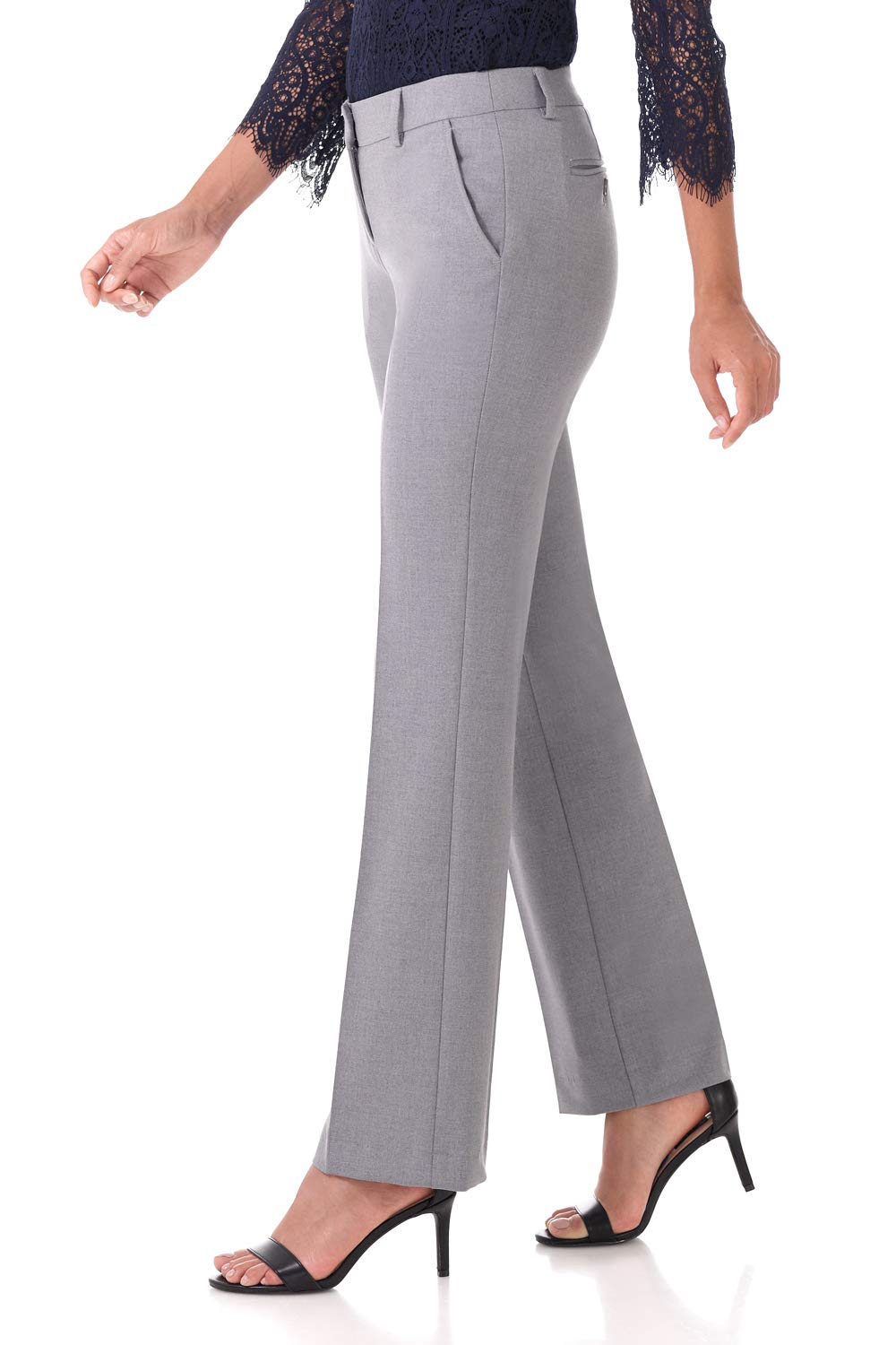 Rekucci Smart Stretch-Hose für Damen vom Schreibtisch bis zum Abendessen mit geradem Bein und Reißverschluss