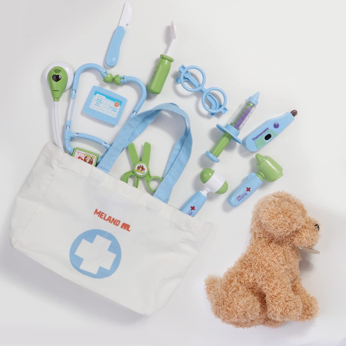 Meland Arzt-Spielzeugset für Mädchen – Arzt-Spielset mit Hundespielzeug, Tragetasche, Stethoskop-Spielzeug und Verkleidungskostüm – Arzt-Spielgeschenk für Kinder im Alter von 3 4 5 6 Jahren für Rollenspiele