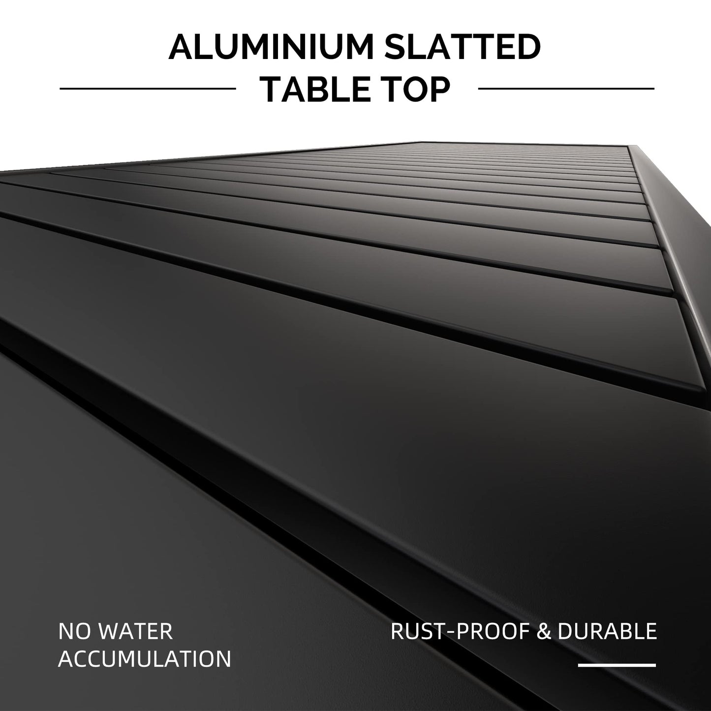 PURPLE LEAF Outdoor Dining Table 121" X 37" Slatted Tabletop Large Aluminum Rectangular Patio Dining Table for 10, Weather-Resistant Patio Table for Backyard Garden Lawn Porch Deck