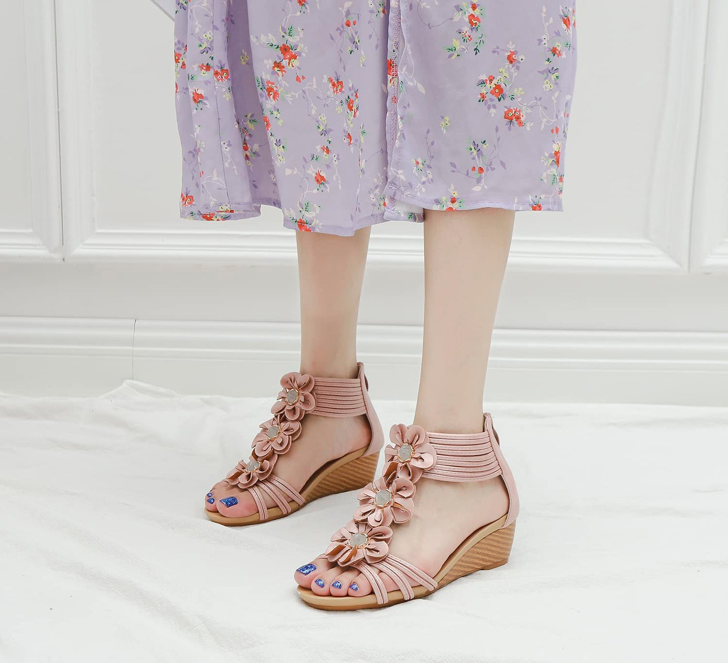 Keilsandalen für Damen, elegant, lässig, für den Sommer, süß, bequem, mit Keilabsatz, Strandsandale