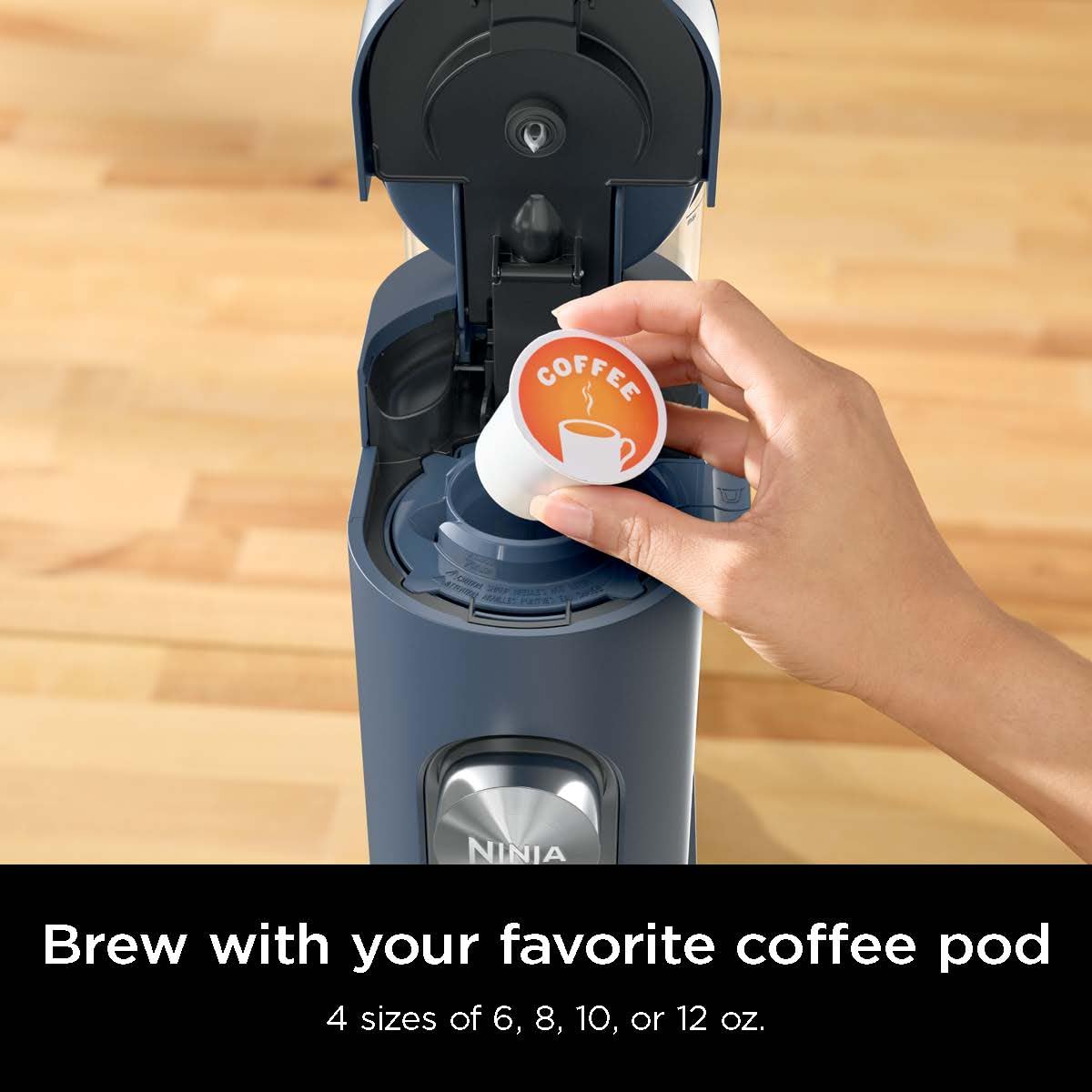 Ninja Pods & Grounds Single-Serve Coffee Maker, K-Cup Compatible, Brews Hot & Iced Coffee, Compact, 56-oz Reservoir, 6-oz Cup to 24-oz Travel Mug Sizes, PB041ST