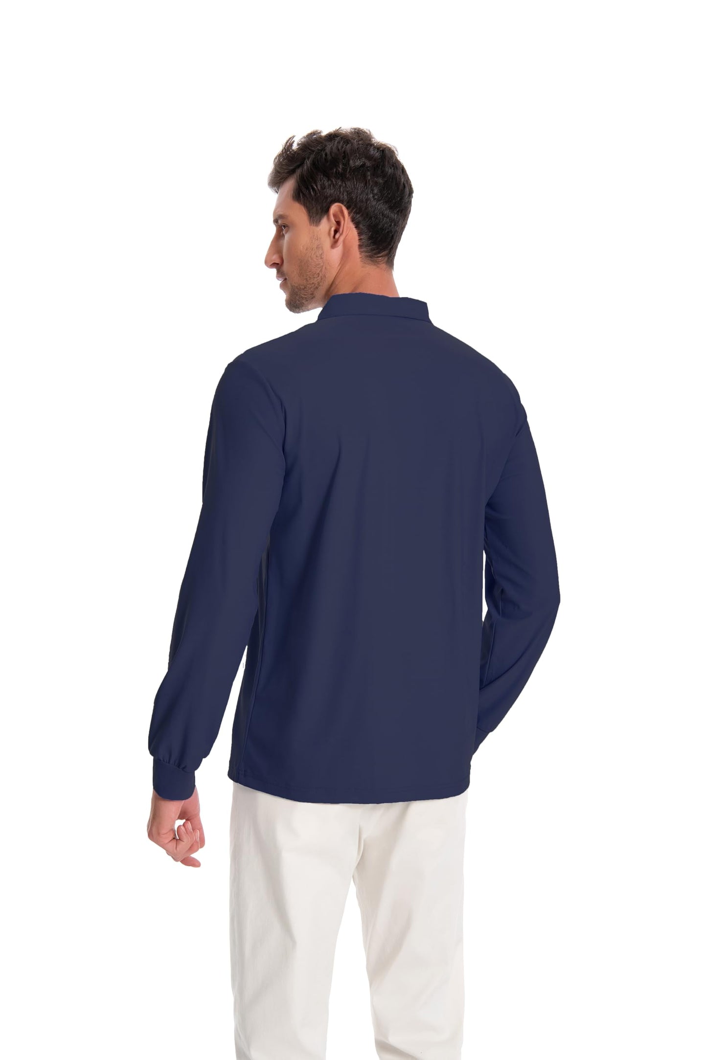 Men’s Polo Shirt Long Sleeve Golf Collared Shirts Quicky Dry Moisture Wicking Performance Lightweight Soft Polo