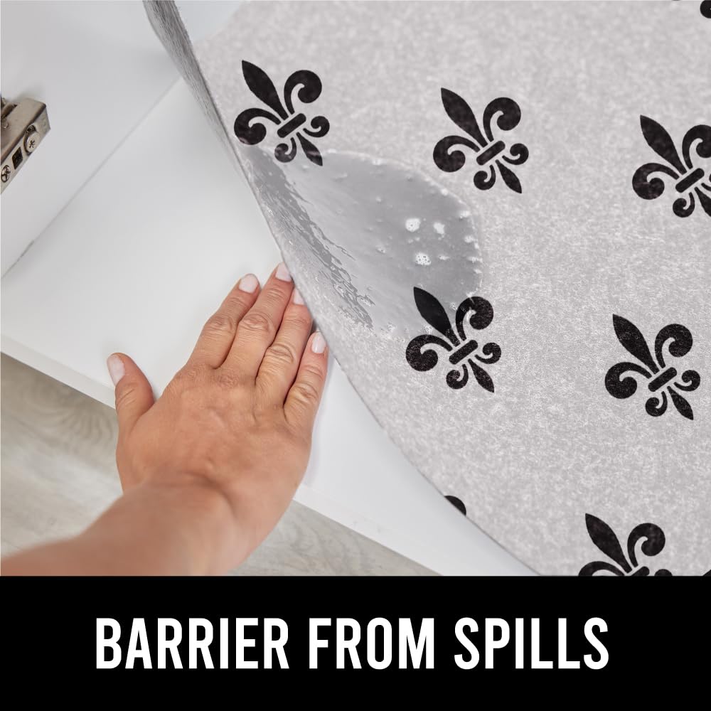 Gorilla Grip LeakGuard, nicht klebende Unterspülmatte für Küchenschränke, 24 x 40, wasserdichte, schnell trocknende Regaleinlage, langlebige, saugfähige Filzmatten für Badezimmerwaschbecken, Schränke, Kommoden, Damast, Taupe-Creme