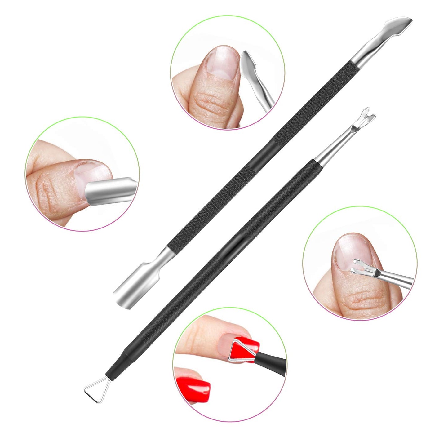 3-Piece Rainbow Cuticle Care Kit – Precision Trimmer, Dual-Head Pusher & Scraper | Surgical-Grade Stainless Steel