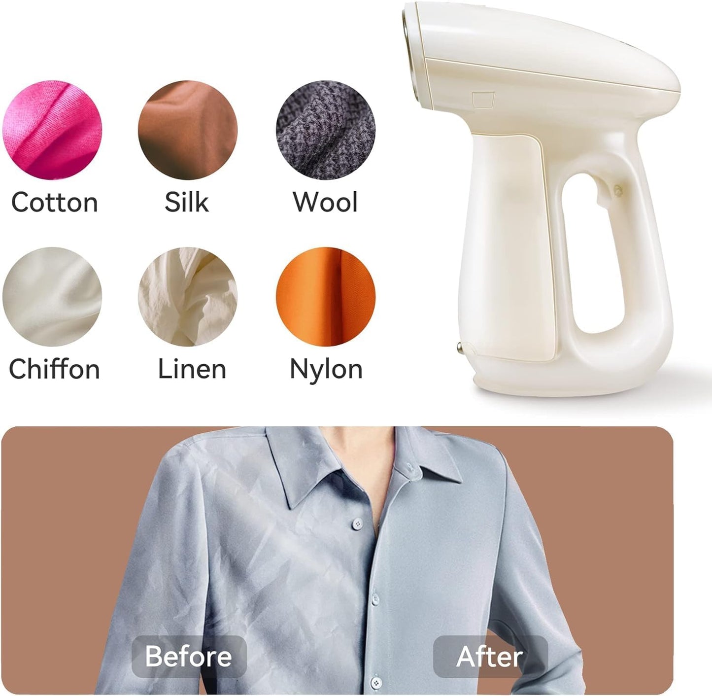 Steamer for Clothes, 1300W Powerful Fast-Heating Handheld Garment and Clothes Steamer with Large 230ml Tank, Auto-Off Safety, Includes Brush, Perfect for Home and Travel Wrinkle Removal