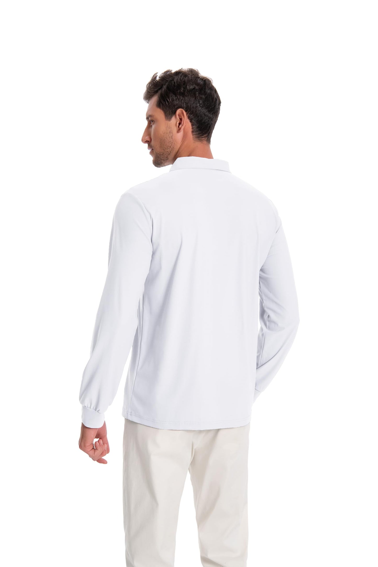 Men’s Polo Shirt Long Sleeve Golf Collared Shirts Quicky Dry Moisture Wicking Performance Lightweight Soft Polo