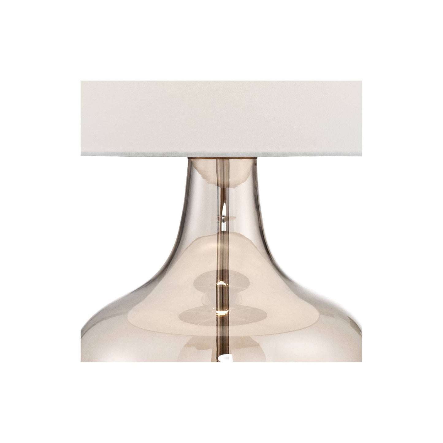 Possini Euro Design Ania 31" hohe Tischlampe im Glas, groß, modern, im Küsten-Stil, Landhausstil, klares Champagnerglas, einzelner cremefarbener Schirm, für Wohnzimmer, Schlafzimmer, Nachttisch, Haus, Büro, Zuhause
