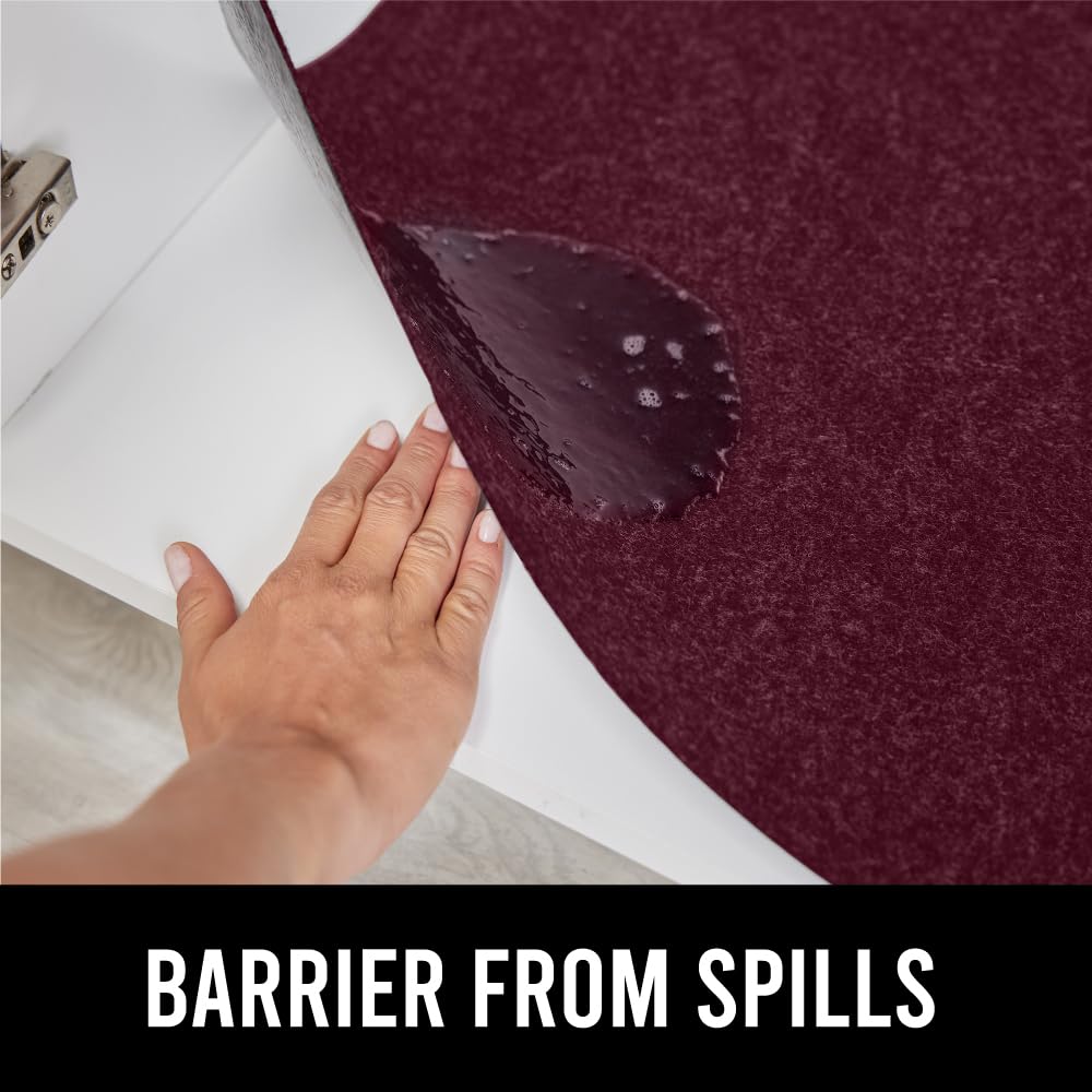 Gorilla Grip LeakGuard, nicht klebende Unterspülmatte für Küchenschränke, 24 x 40, wasserdichte, schnell trocknende Regaleinlage, langlebige, saugfähige Filzmatten für Badezimmerwaschbecken, Schränke, Kommoden, Damast, Taupe-Creme
