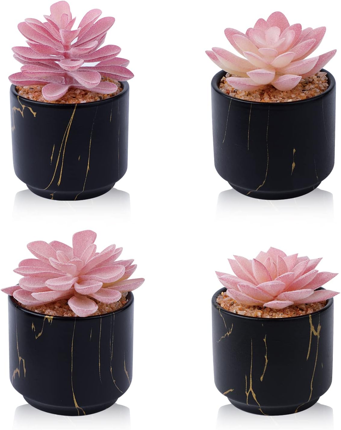 Artificial Plants and Succulents in 2 White Ceramic Pots,Small Fake Plants for Office and Desk Decor,Bathroom, Bedroom,Shelves for Women