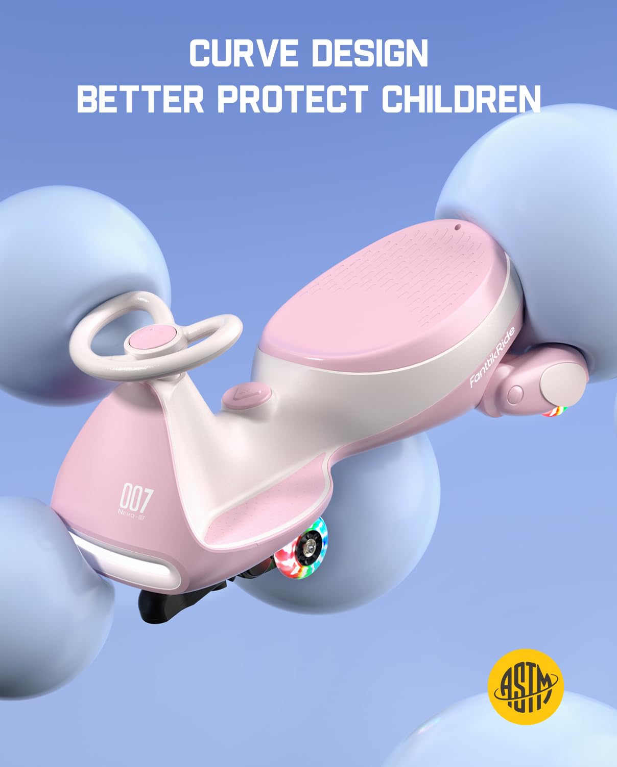 12V N7 Pro Electric Wiggle Car – Pedal-Powered Fun for Kids, Lights & Bluetooth Ride-On (by Fanttik)