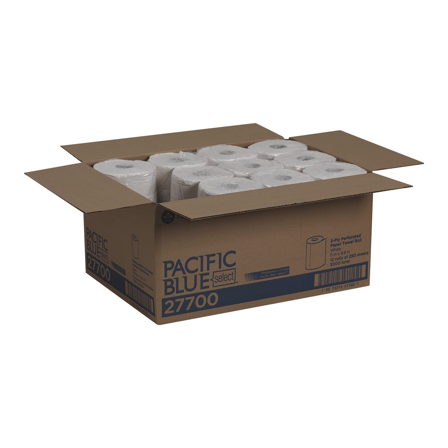 Georgia-Pacific Blue Select 2-lagige perforierte Papierhandtuchrollen, 27385, 85 Blatt pro Rolle, 30 Rollen pro Karton